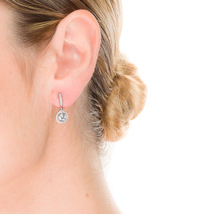 925 Sterling Silver Earrings with Brilliant Zirconia finished in rhodium - Gusu