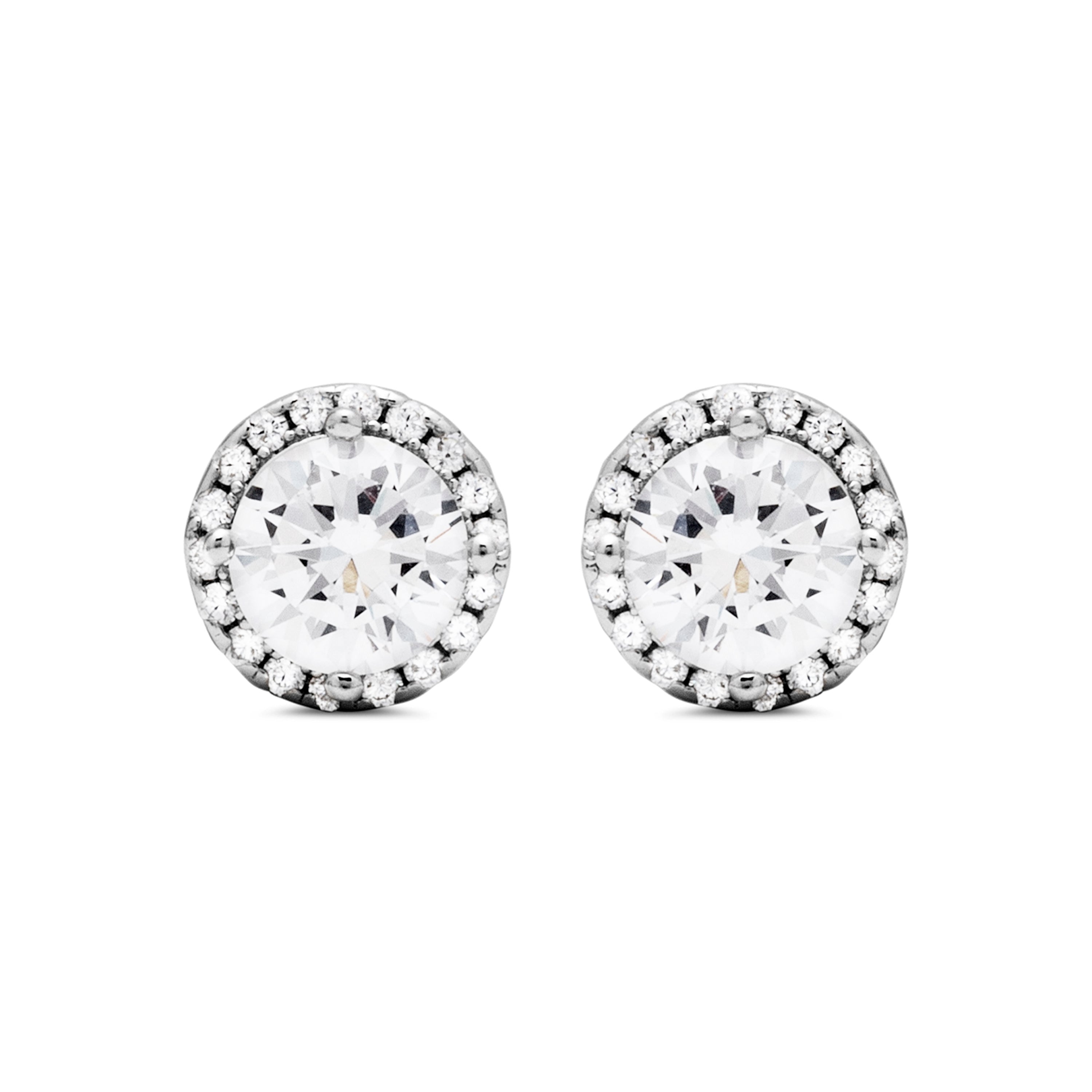 Orecchini in Argento Sterling 925 con Zirconia Brillante finiti in rodio - Amsai