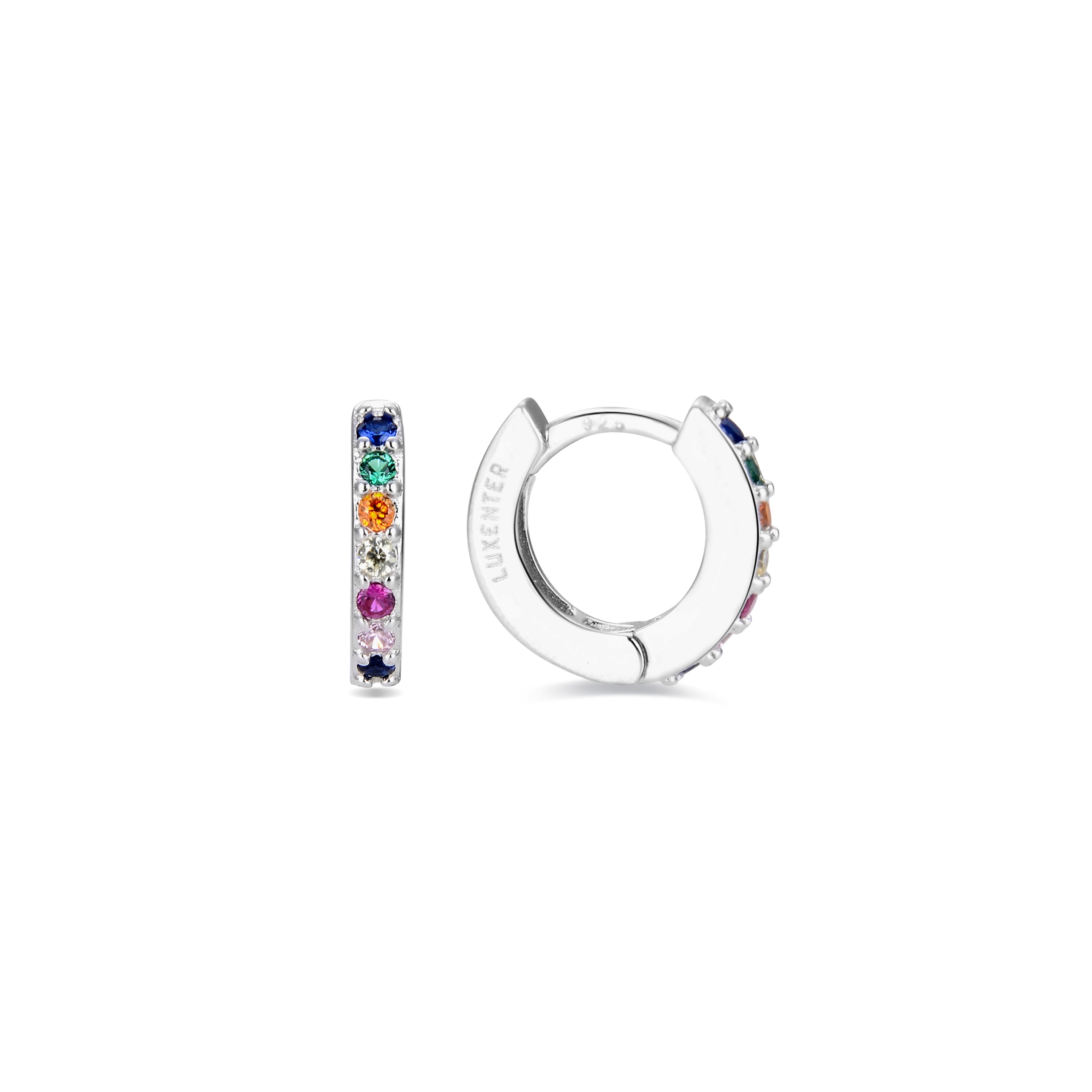 925 Sterling Zilveren Oorbellen met Multicolor Zirkonia, afgewerkt met rhodium - Leofcar