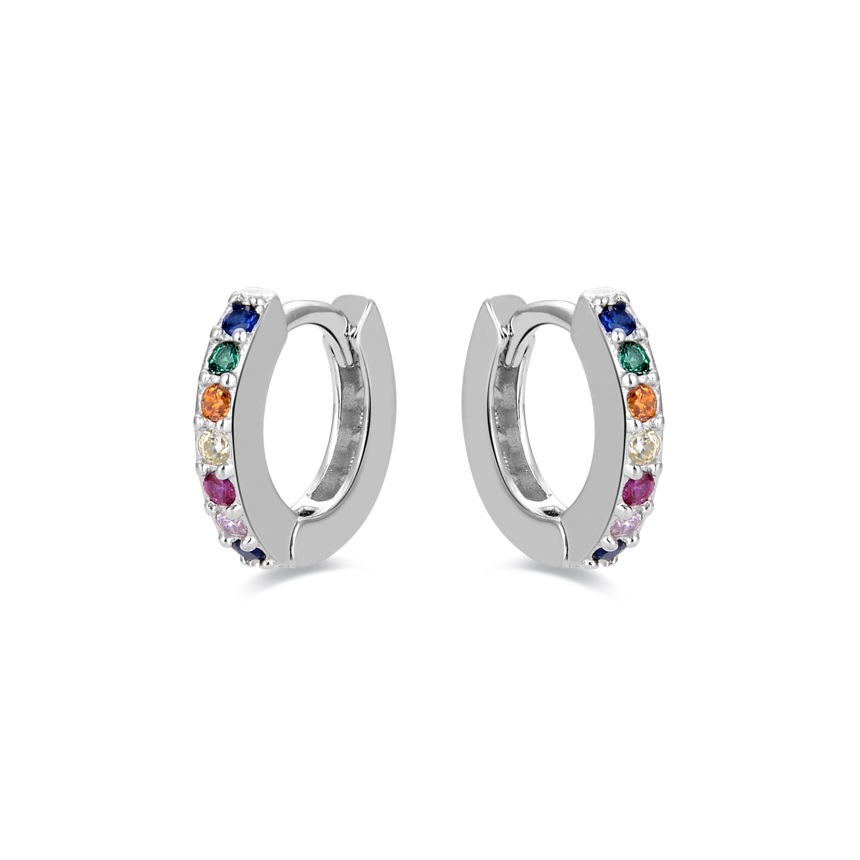925 Sterling Zilveren Oorbellen met Multicolor Zirkonia, afgewerkt met rhodium - Leofcar