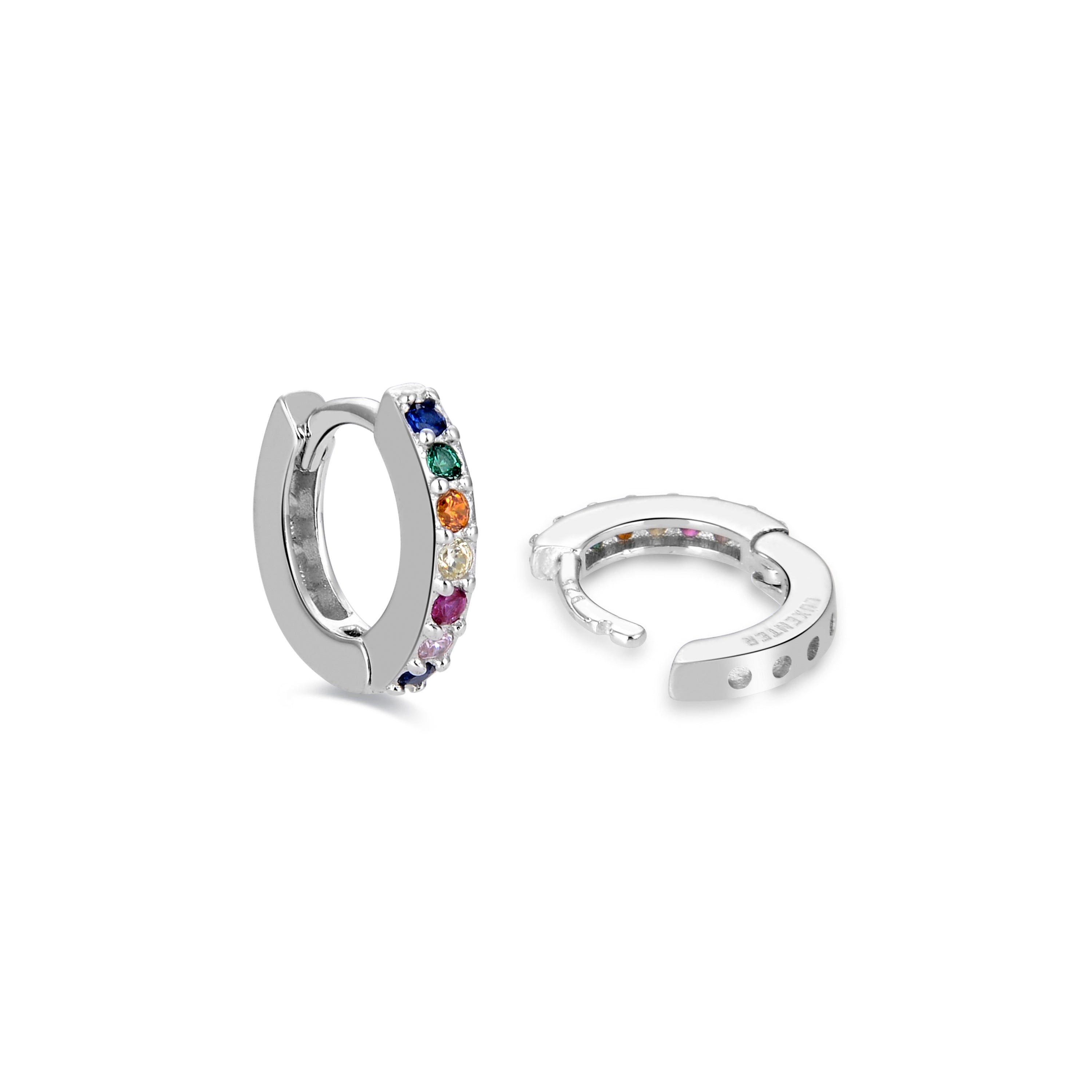 925 Sterling Zilveren Oorbellen met Multicolor Zirkonia, afgewerkt met rhodium - Leofcar