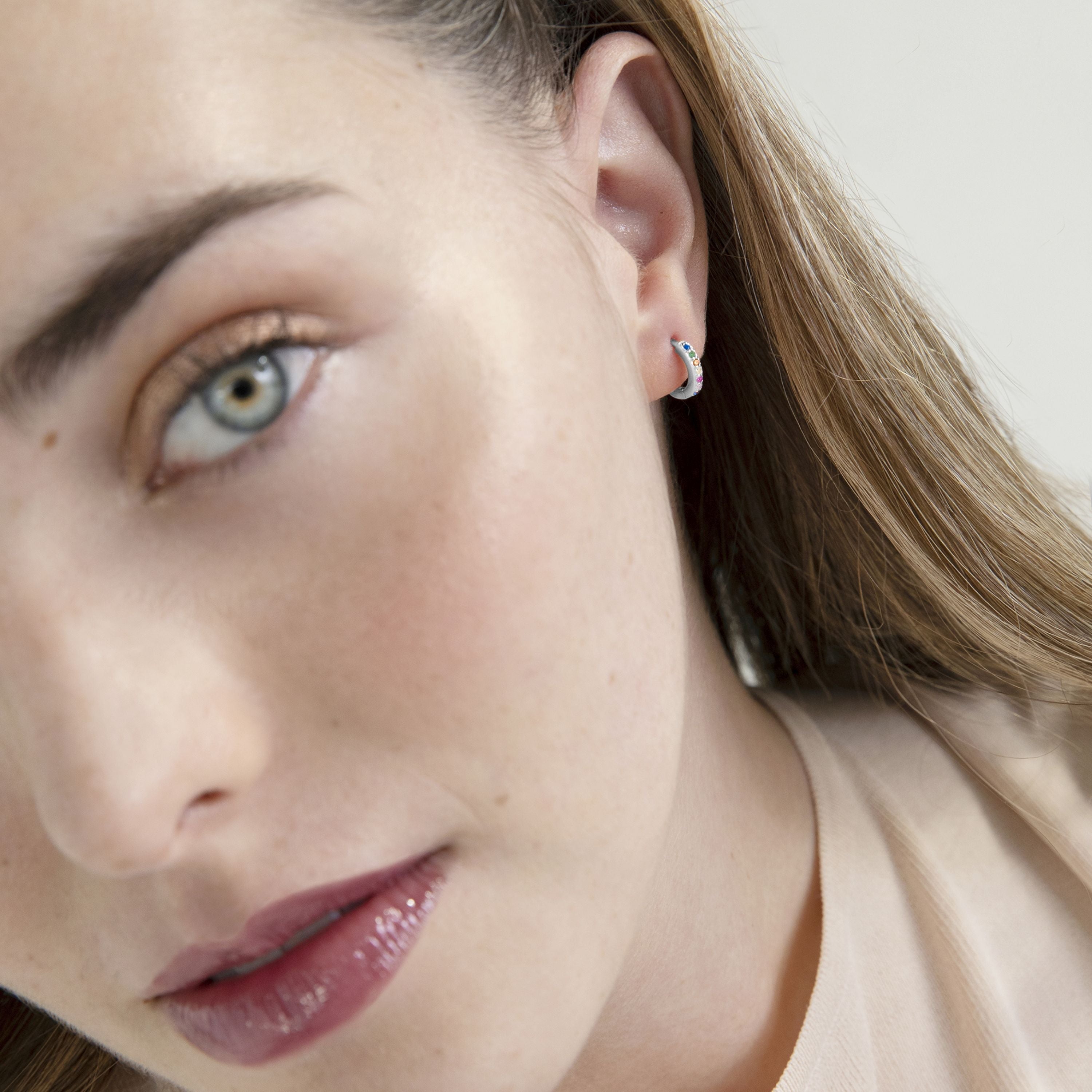 925 Sterling Zilveren Oorbellen met Multicolor Zirkonia, afgewerkt met rhodium - Leofcar