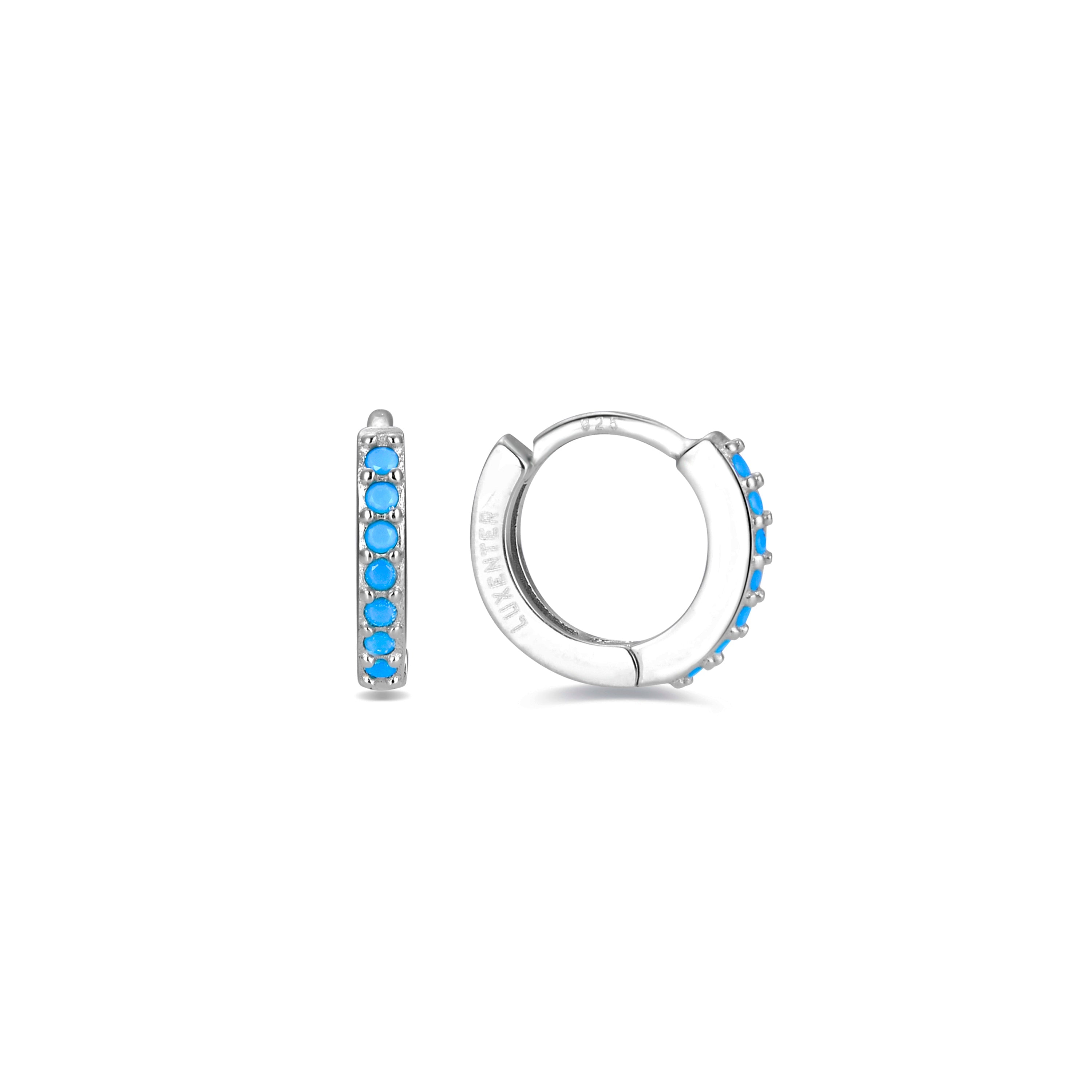 925 Sterling Silver Earrings with Turquoise finished in rhodium - Leofcar