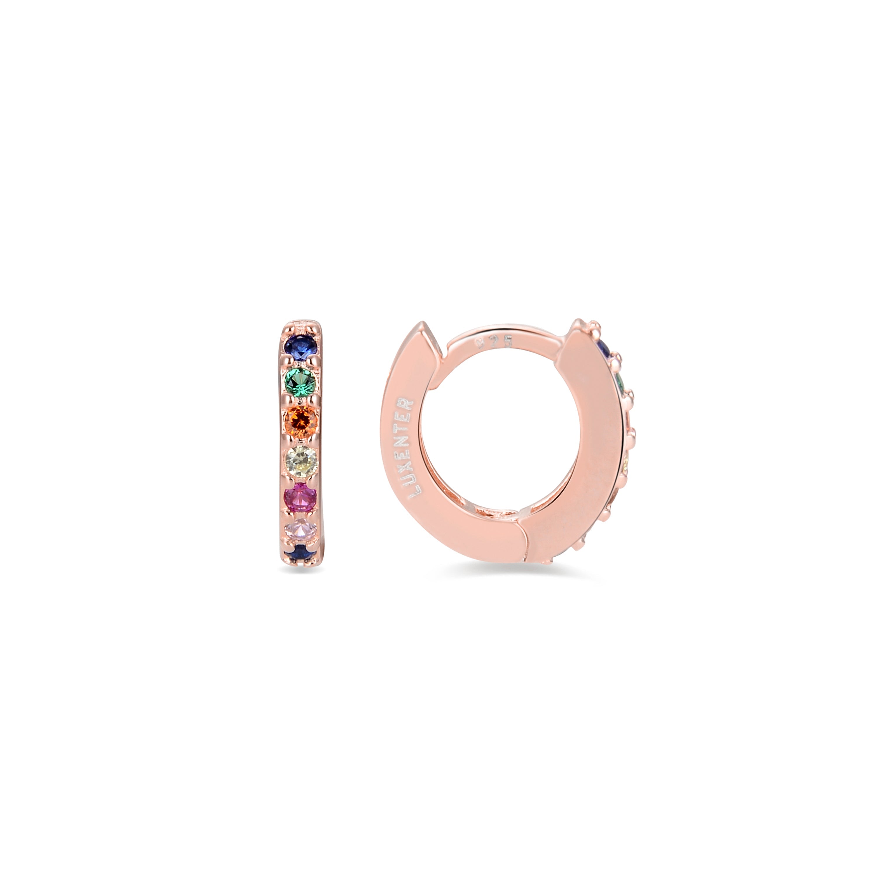 Orecchini in Argento Sterling 925 con Zirconia Multicolore finitura in oro rosa 18K - Leofcar