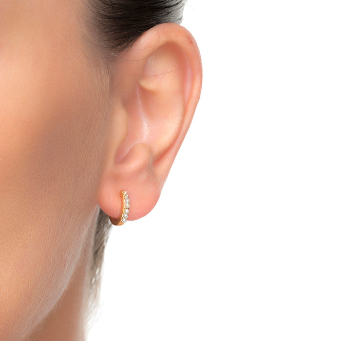 925 Sterling Silver Earrings with White Pearl finished in 18K Yellow Gold - Leofcar