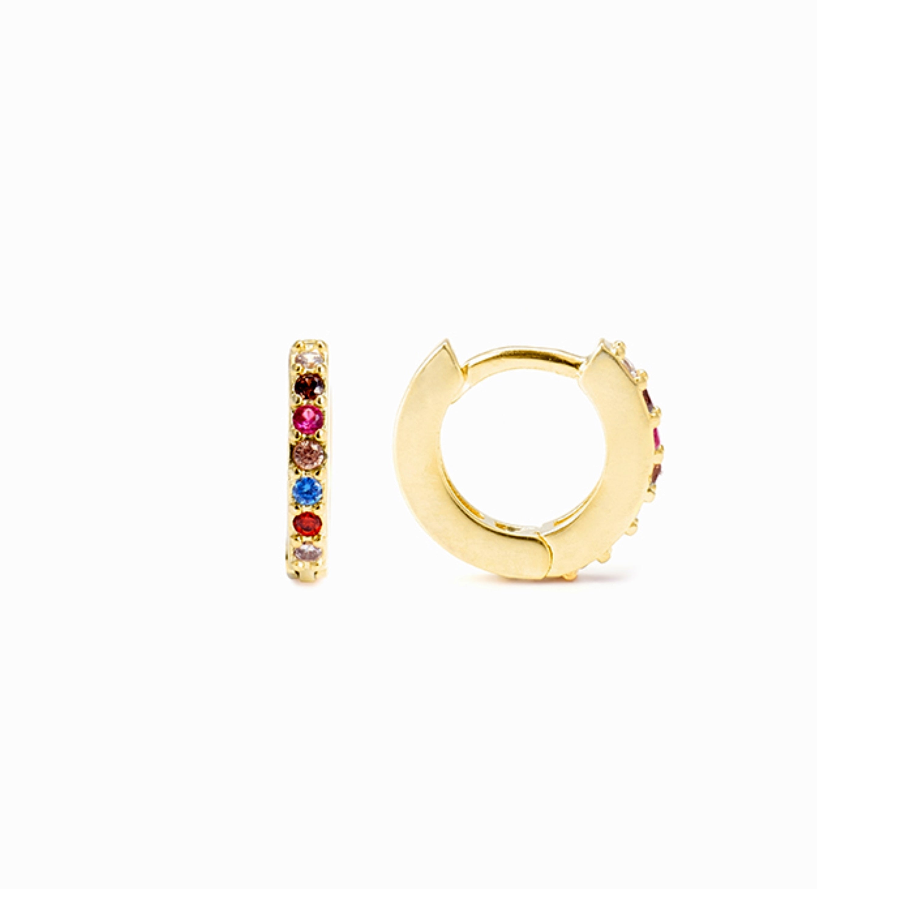 Orecchini in Argento Sterling 925 con Zirconia Multicolore finitura in oro giallo 18K - Leofcar