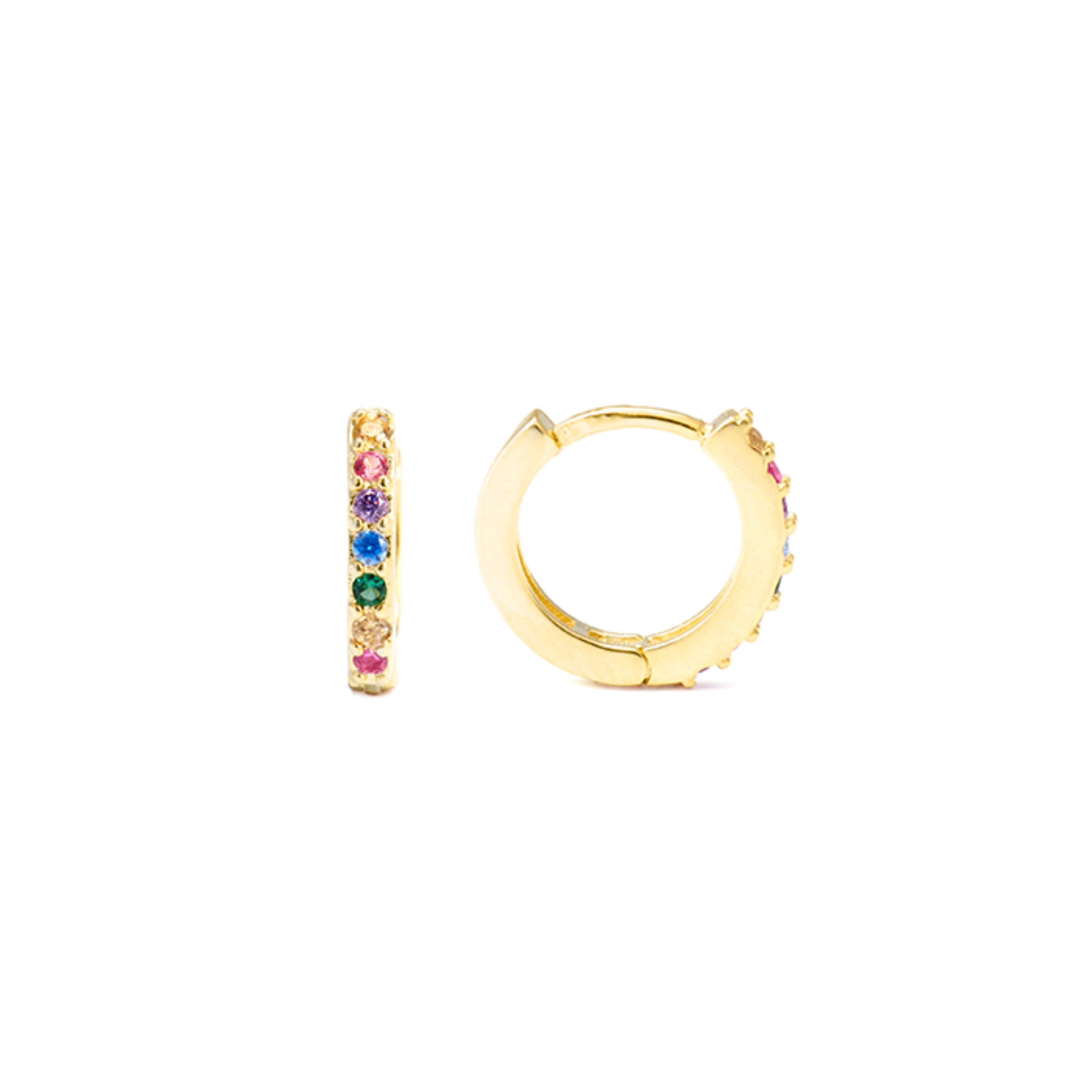 Orecchini in Argento Sterling 925 con Zirconia Multicolore finitura in oro giallo 18K - Leofcar