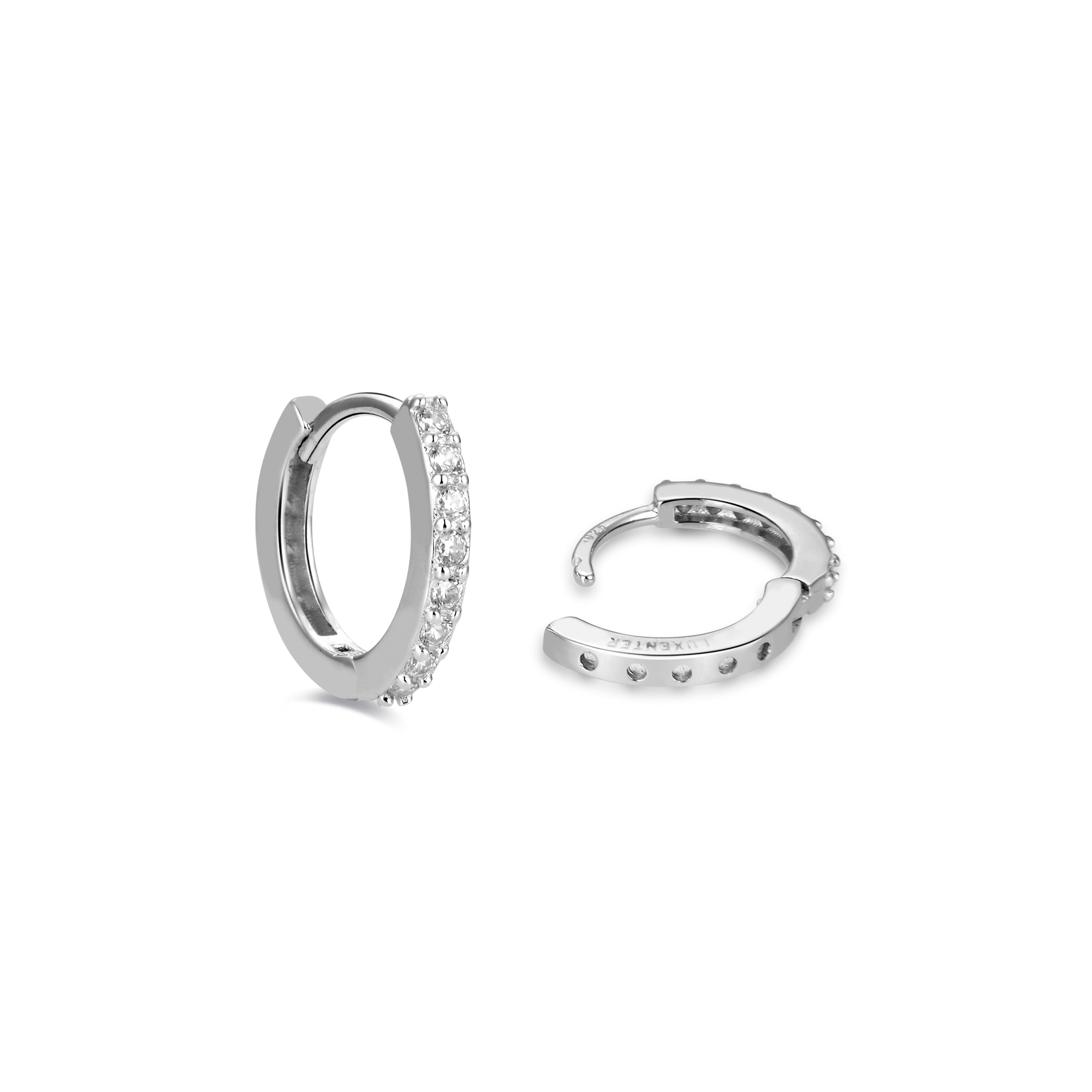 925 Sterling Silver Earrings with Brilliant Zirconia finished in rhodium - Valarys