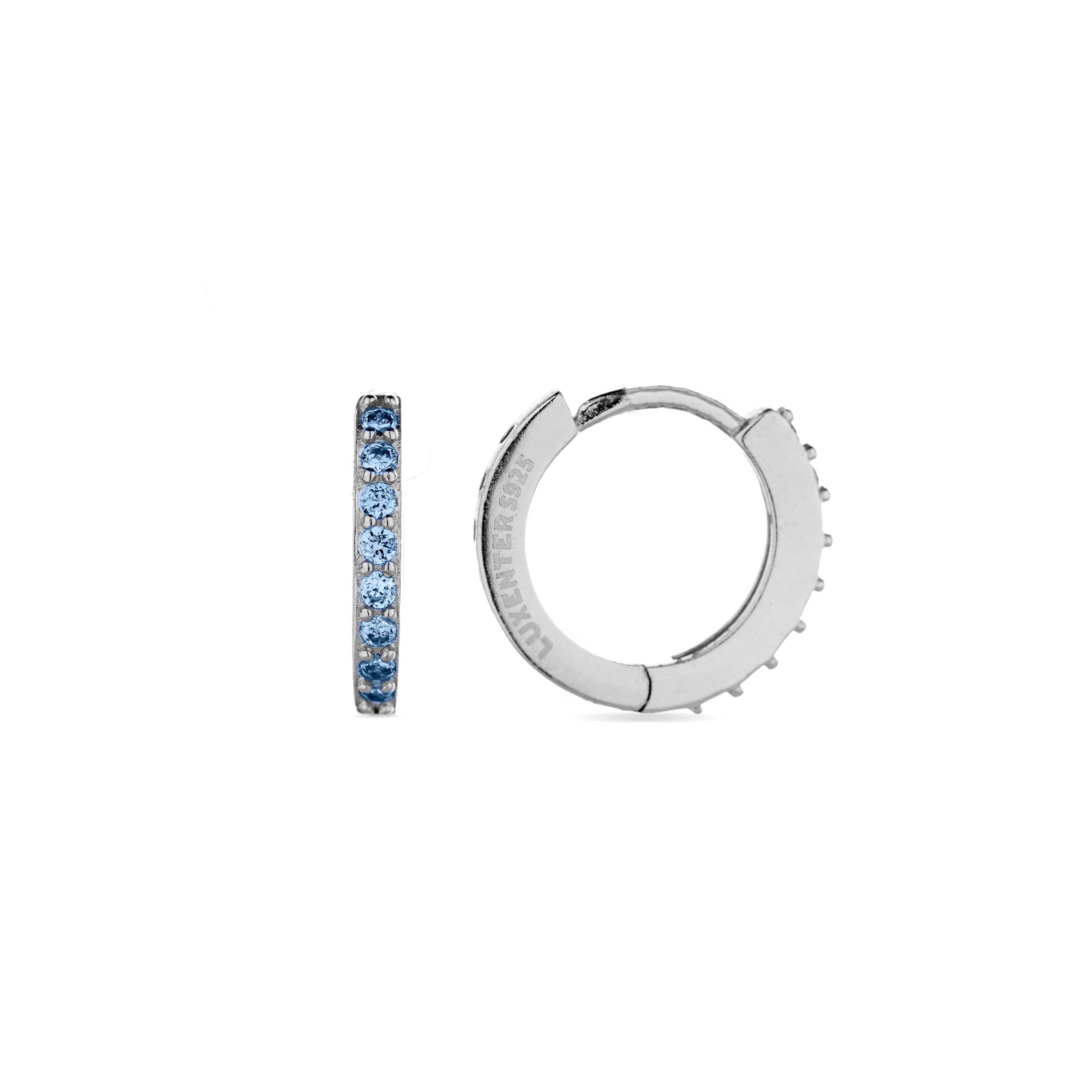 925 Sterling Zilveren Oorbellen met Blauwe Topaas Zirkonia, afgewerkt met rhodium - Valarys