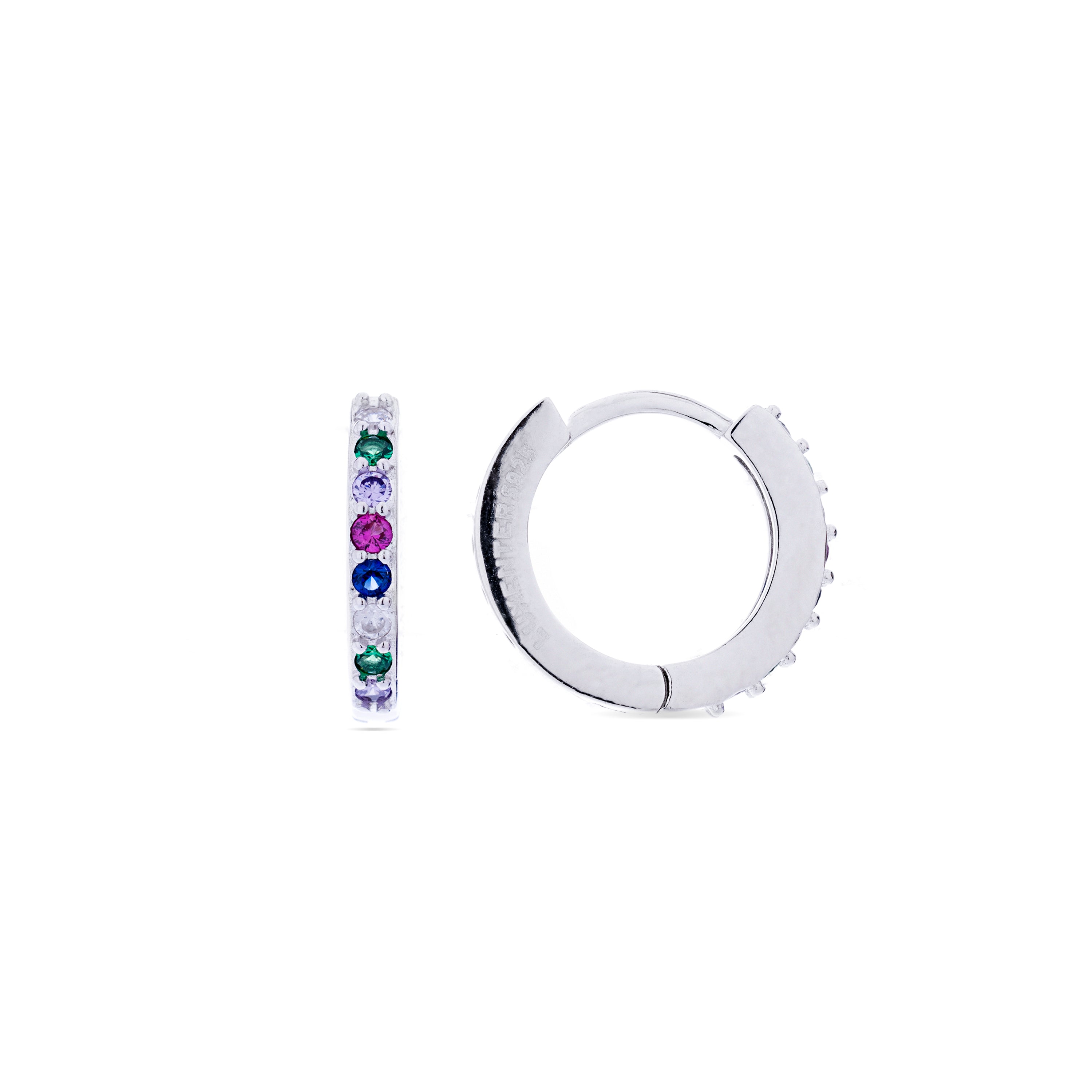 925 Sterling Zilveren Oorbellen met Multicolor Zirkonia, afgewerkt met rhodium - Valarys