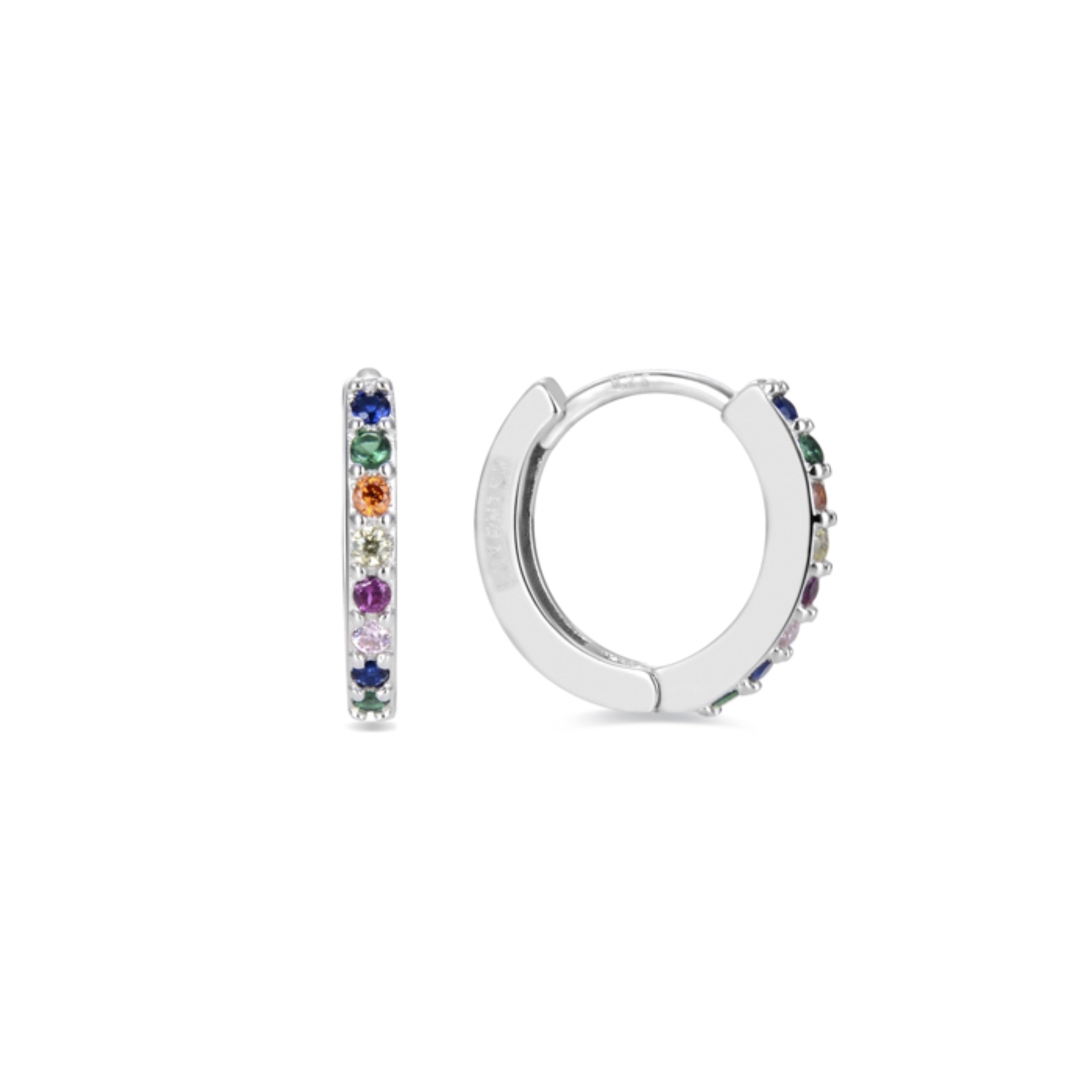 925 Sterling Zilveren Oorbellen met Multicolor Zirkonia, afgewerkt met rhodium - Valarys