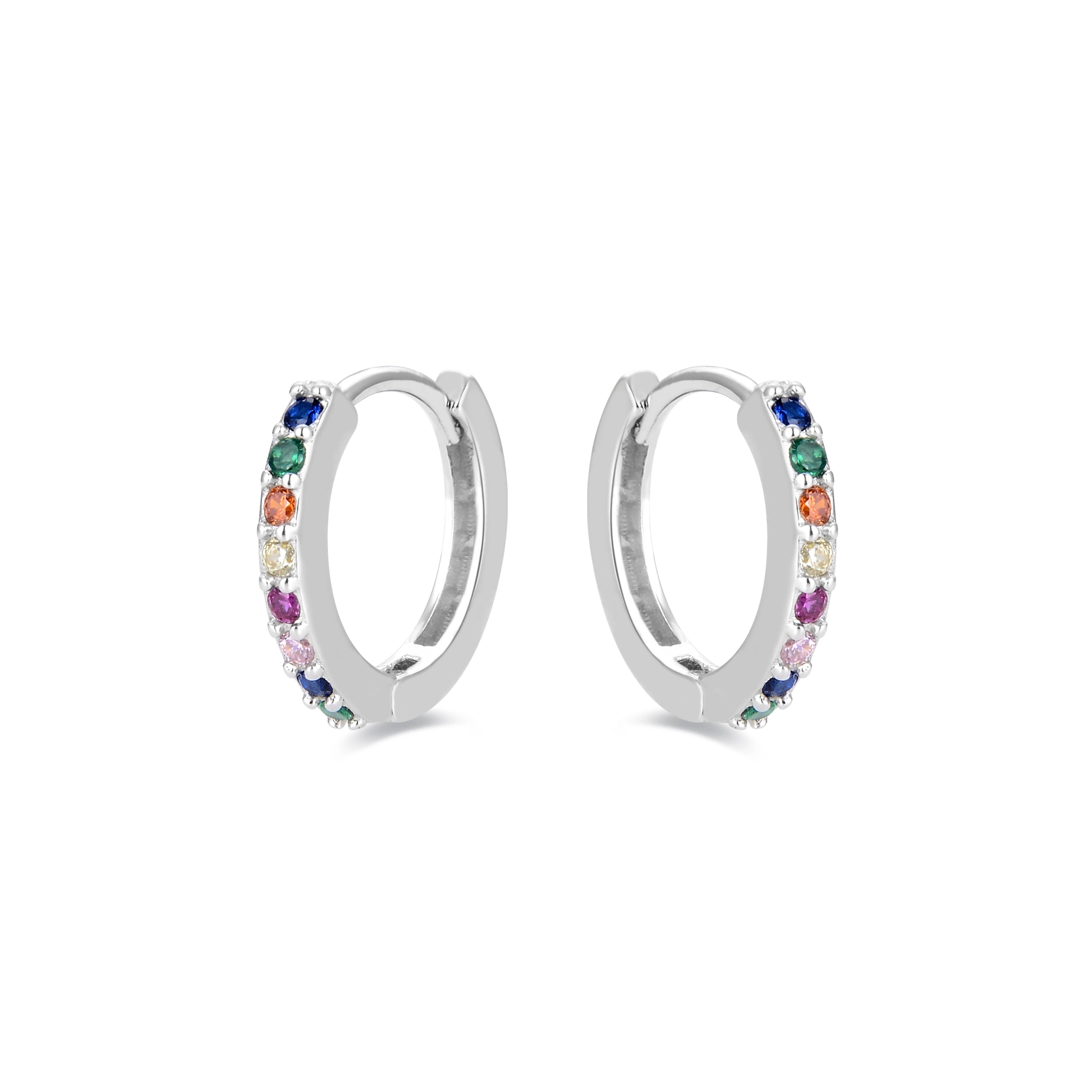 925 Sterling Zilveren Oorbellen met Multicolor Zirkonia, afgewerkt met rhodium - Valarys
