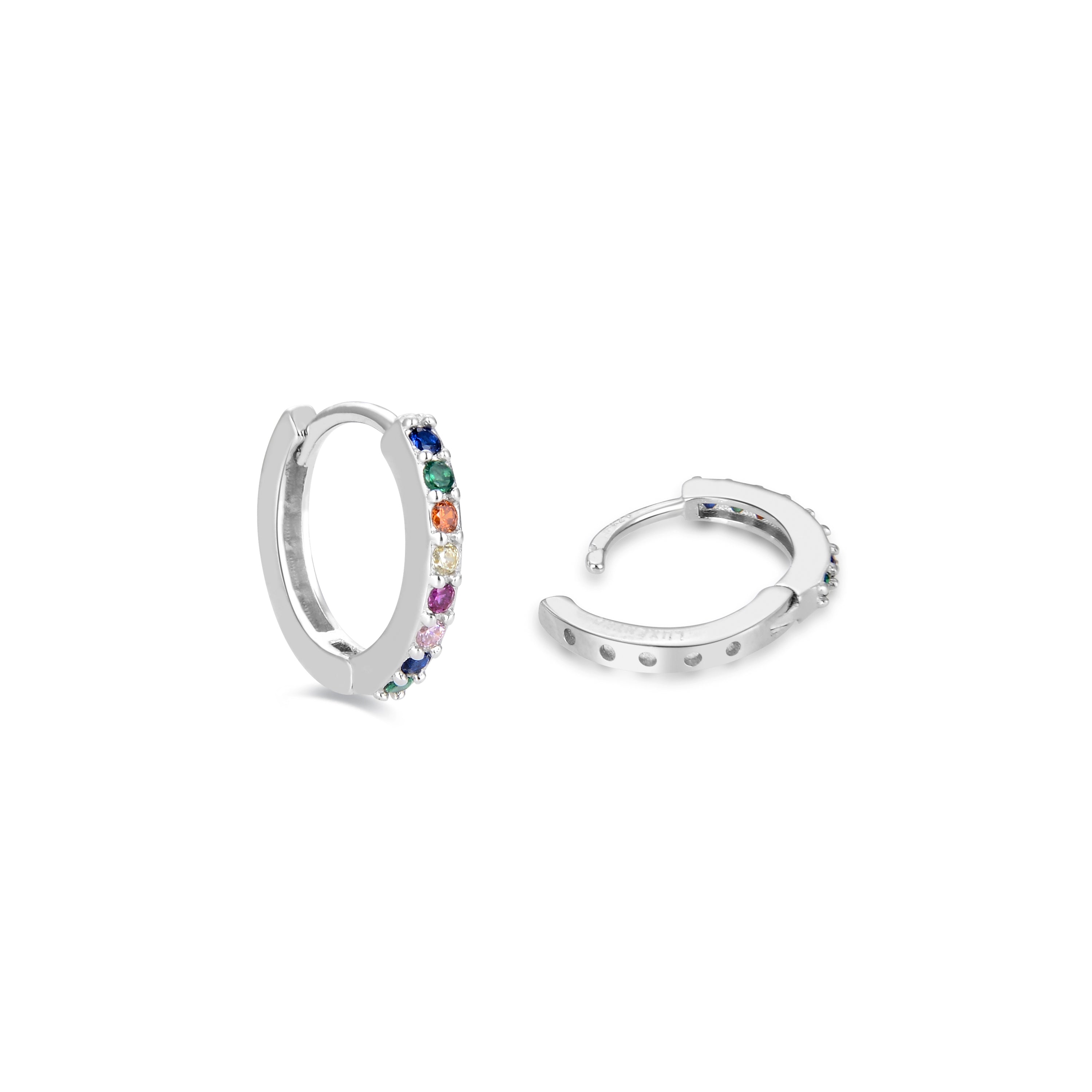 925 Sterling Zilveren Oorbellen met Multicolor Zirkonia, afgewerkt met rhodium - Valarys