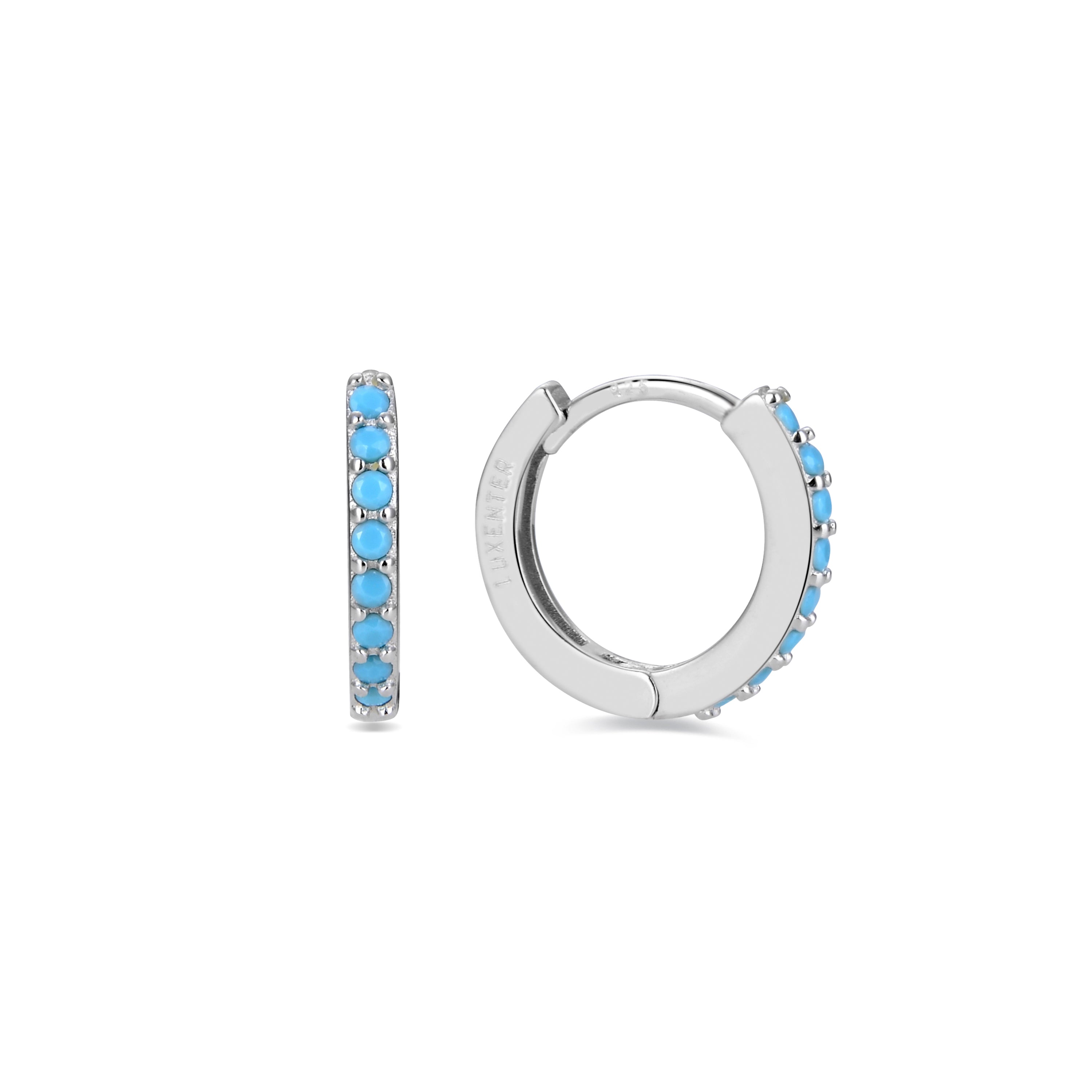 925 Sterling Silver Earrings with Turquoise finished in rhodium - Valarys
