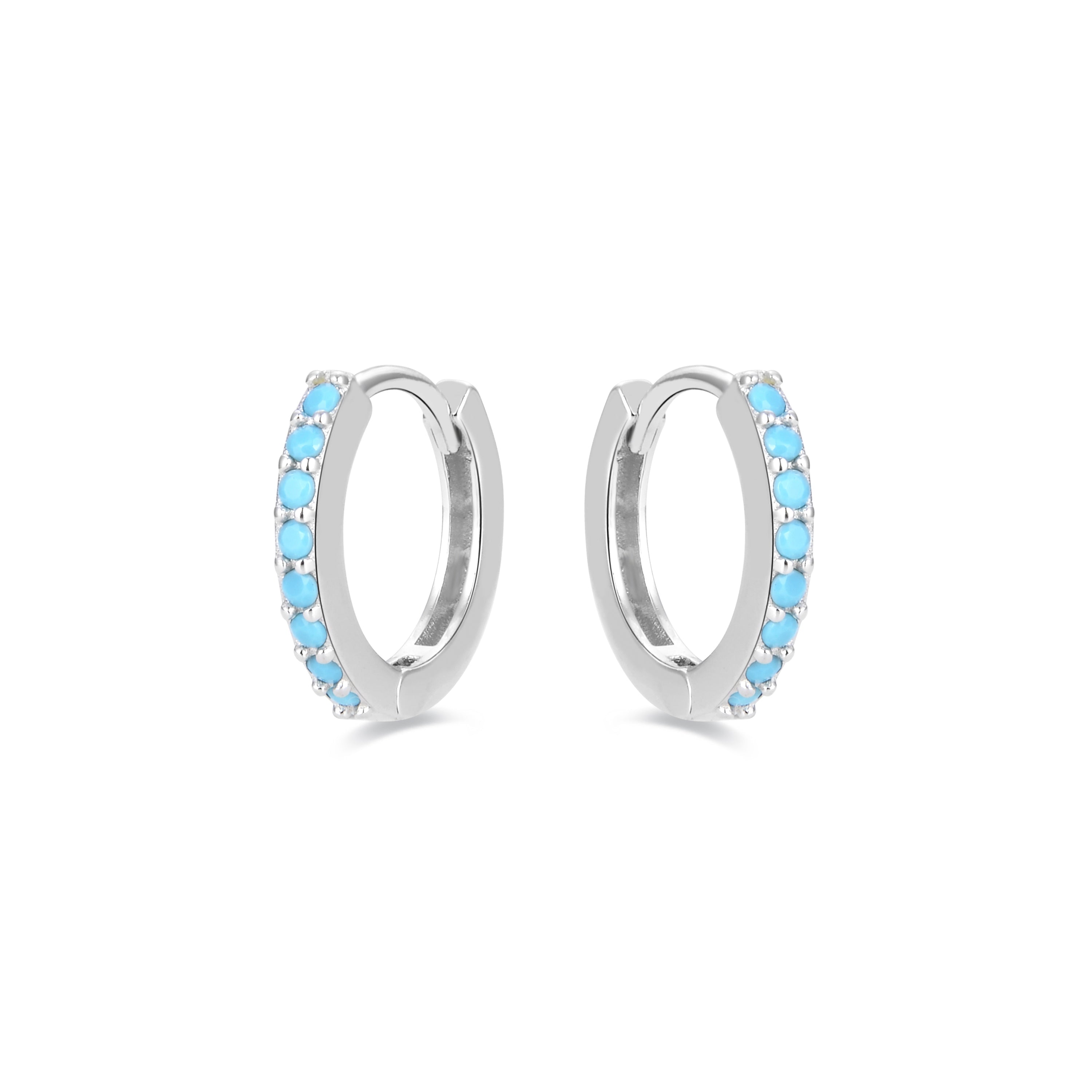 925 Sterling Silver Earrings with Turquoise finished in rhodium - Valarys