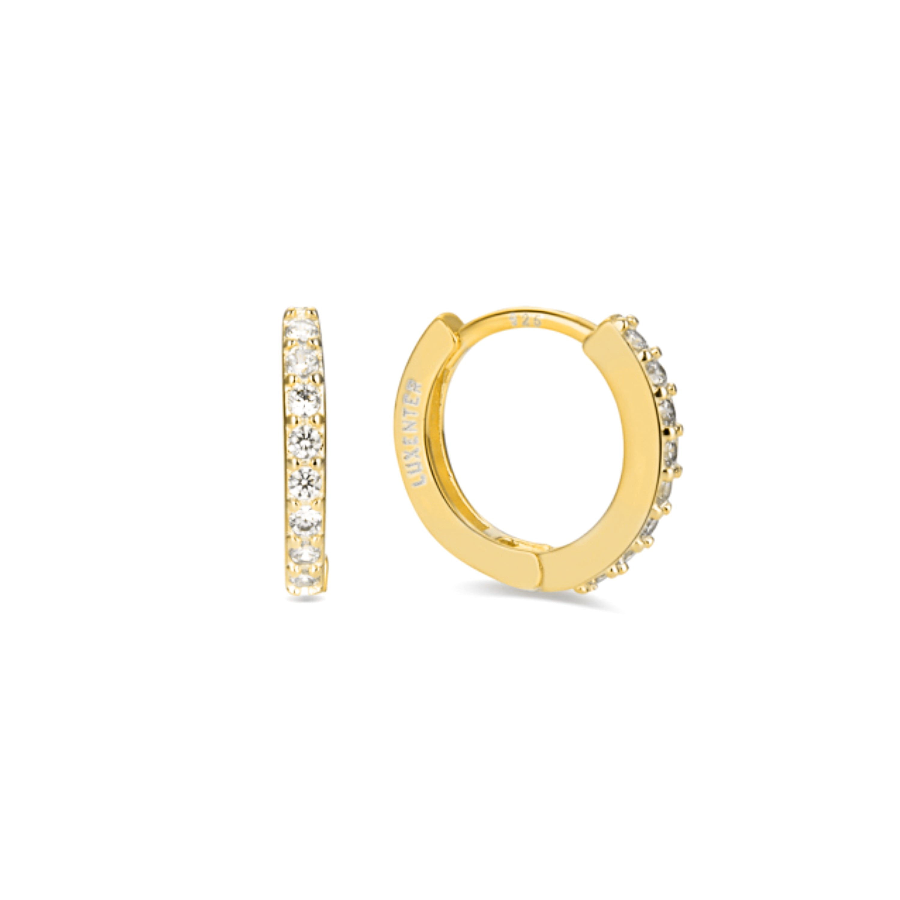 Boucles d'oreilles en argent sterling 925 avec zircon brillant, finies en or jaune 18K - Valarys