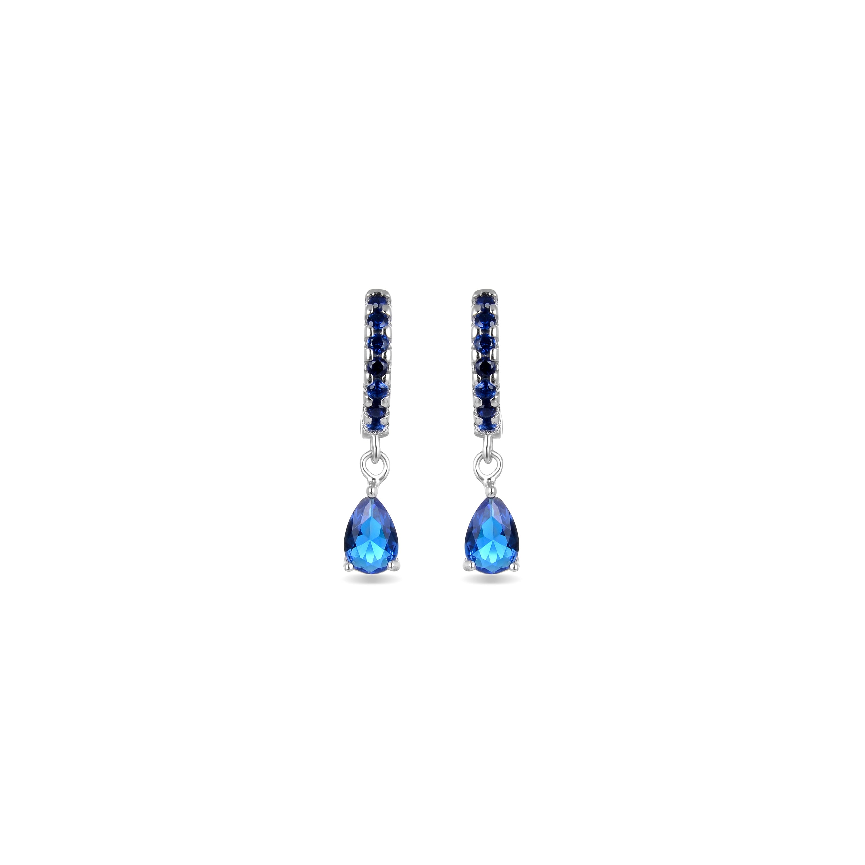 925 Sterling Zilveren Oorbellen met Saffier Zirkonia afgewerkt in rhodium - Intheon