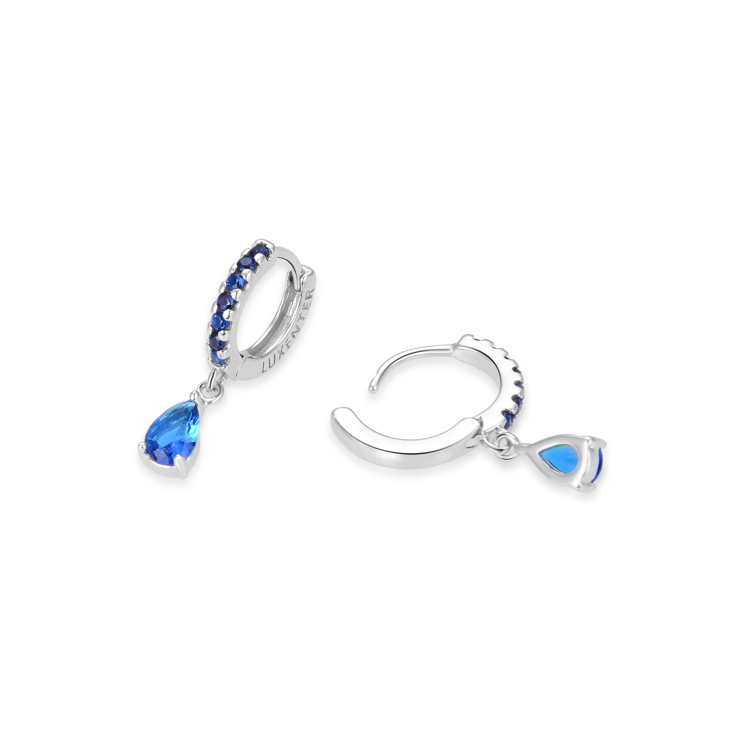 925 Sterling Zilveren Oorbellen met Saffier Zirkonia afgewerkt in rhodium - Intheon