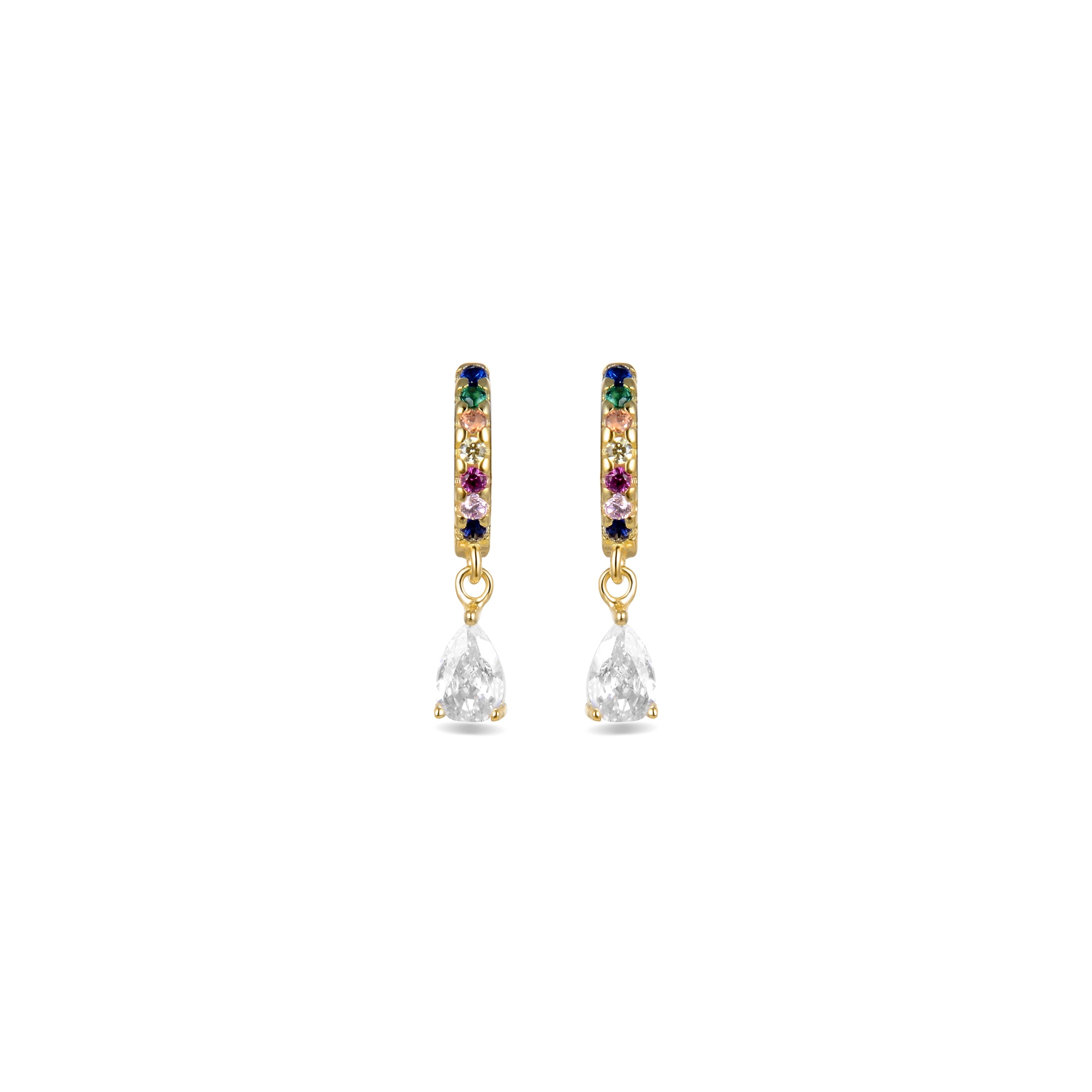 Orecchini in Argento Sterling 925 con Zirconia Multicolore finitura in oro giallo 18K - Intheon