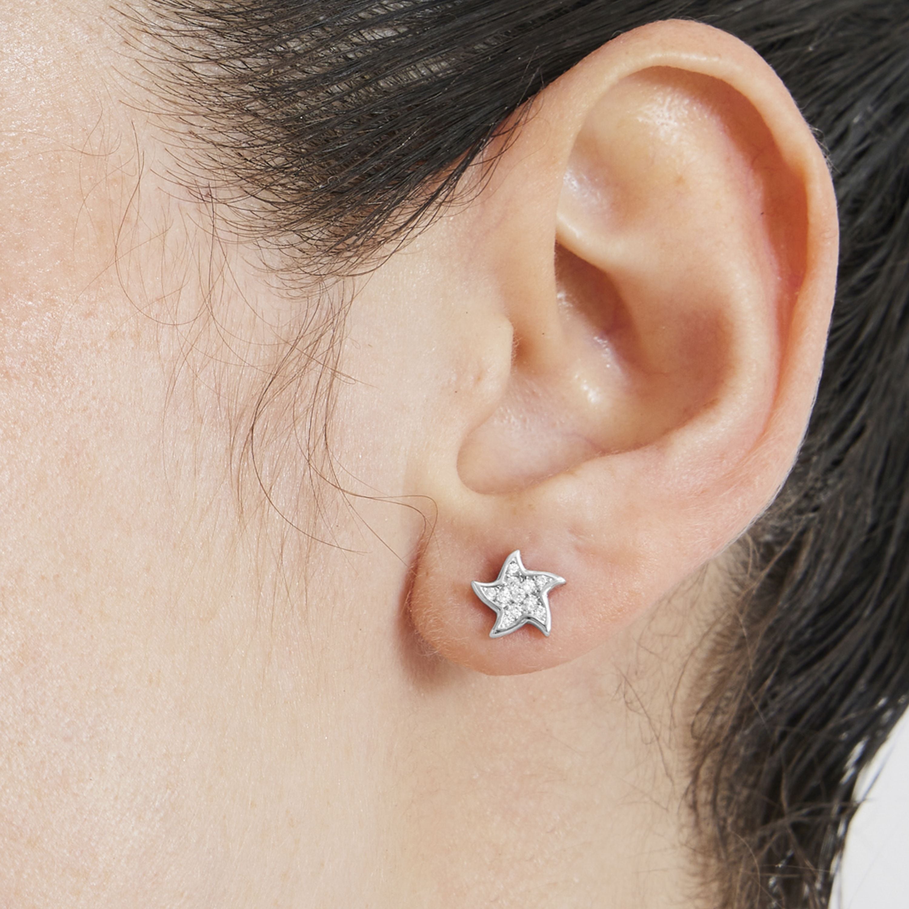 925 Sterling Silver Earrings with Brilliant Zirconia finished in rhodium - Tsya