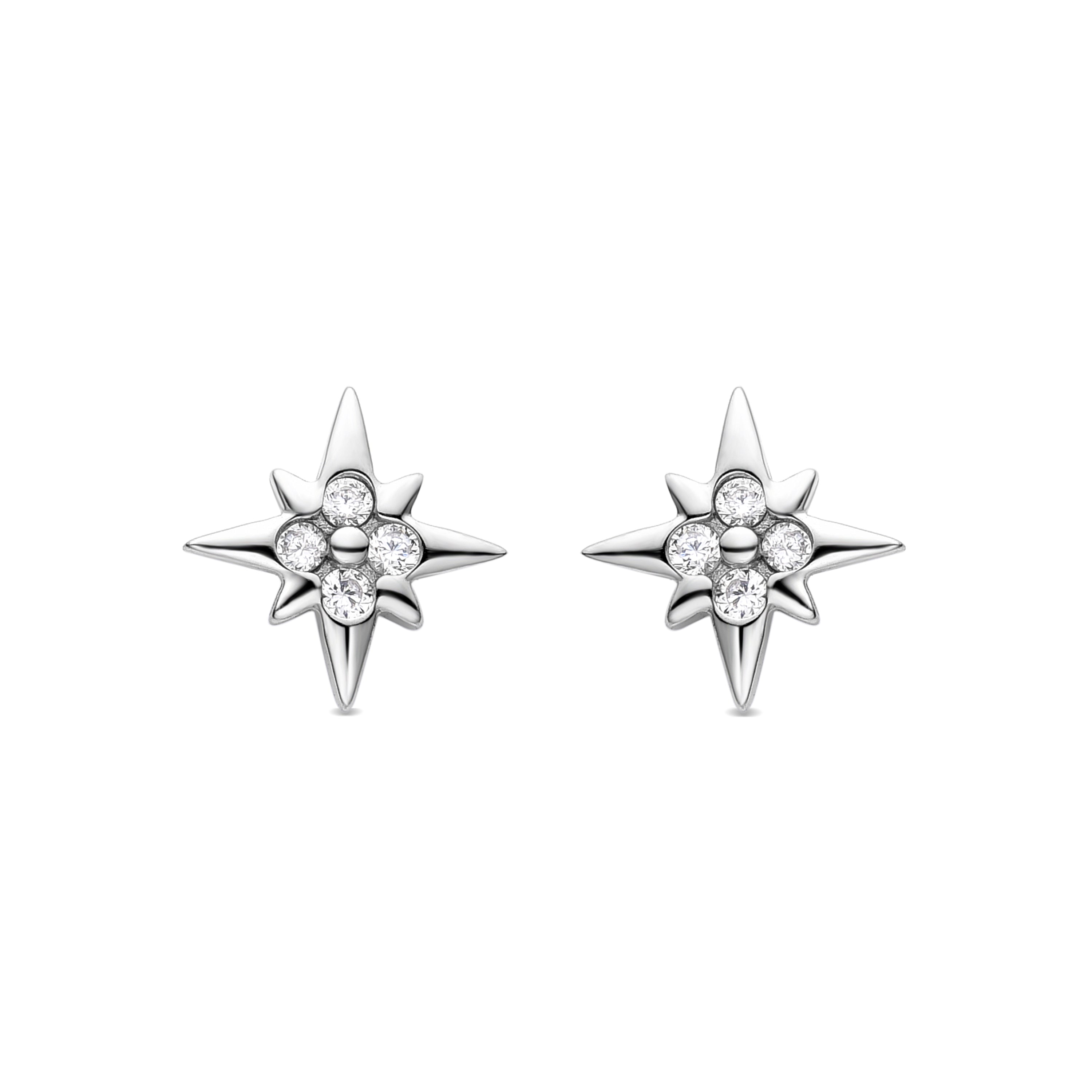 Orecchini in Argento Sterling 925 con Zirconia Cubica brillanti finiti in rodio - Meh