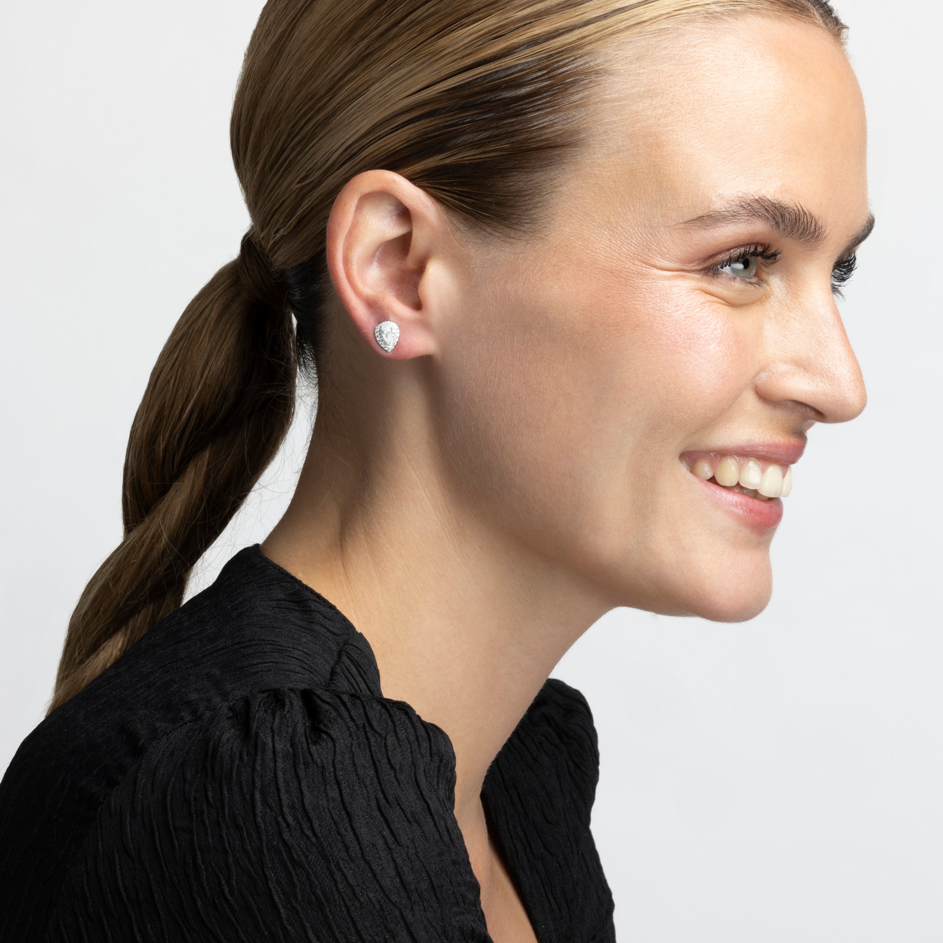 925 Sterling Silver Earrings with Brilliant Zirconia finished in rhodium - Thurmi