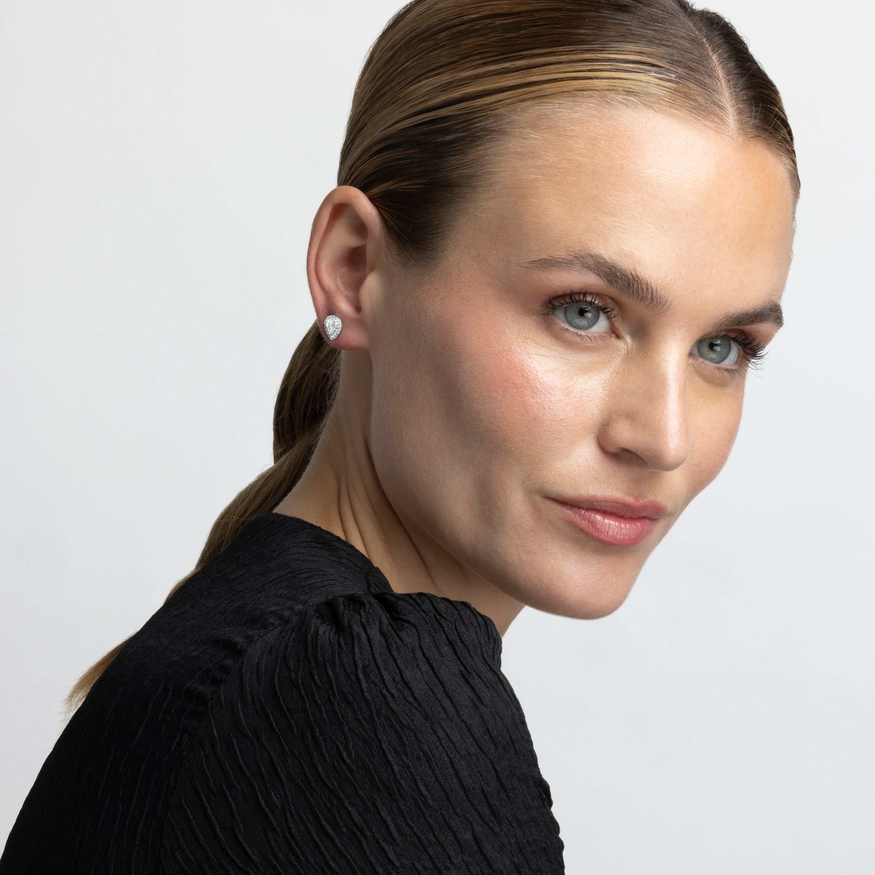 Boucles d'oreilles en argent sterling 925 avec zircon brillant, finies en rhodium - Thurmi