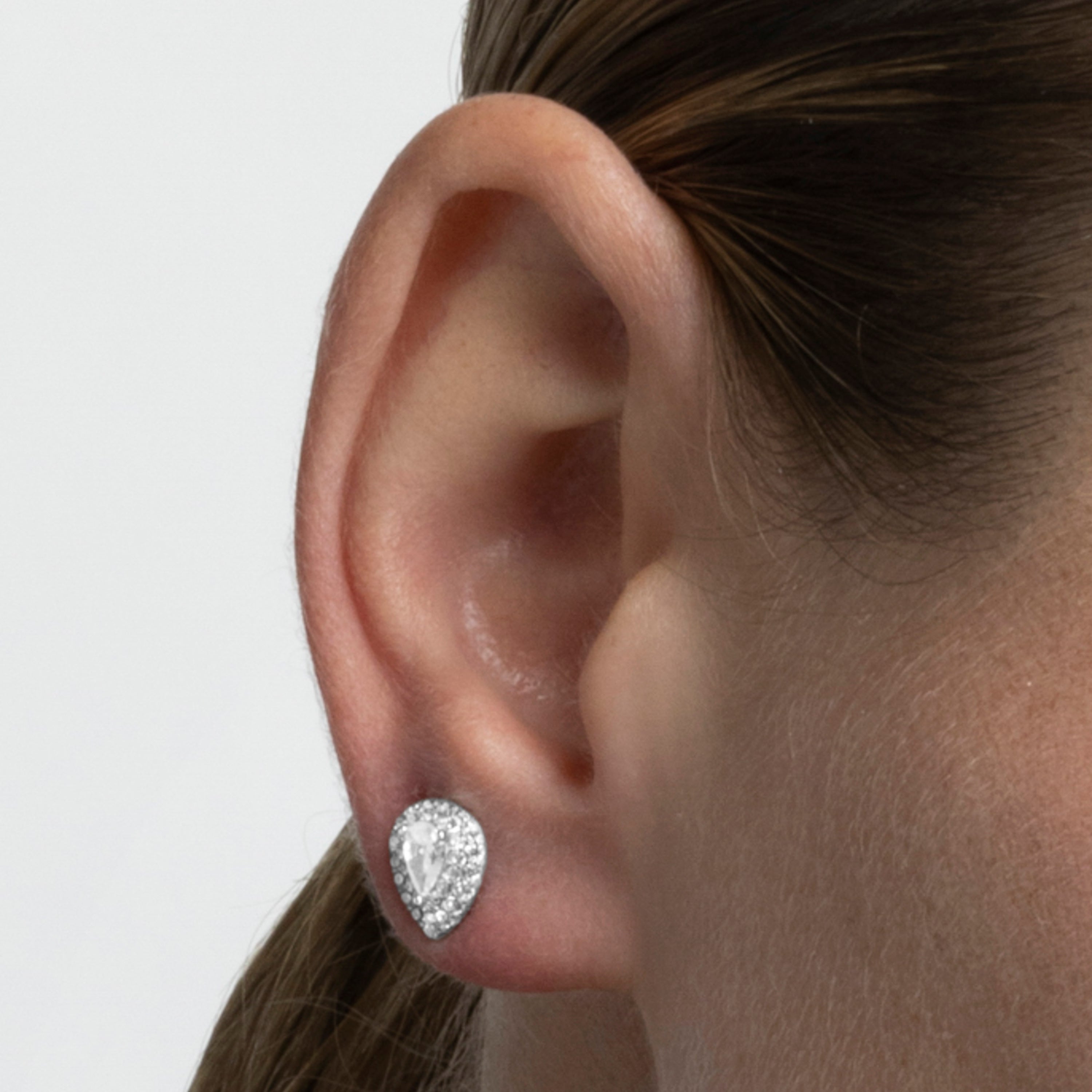 Boucles d'oreilles en argent sterling 925 avec zircon brillant, finies en rhodium - Thurmi
