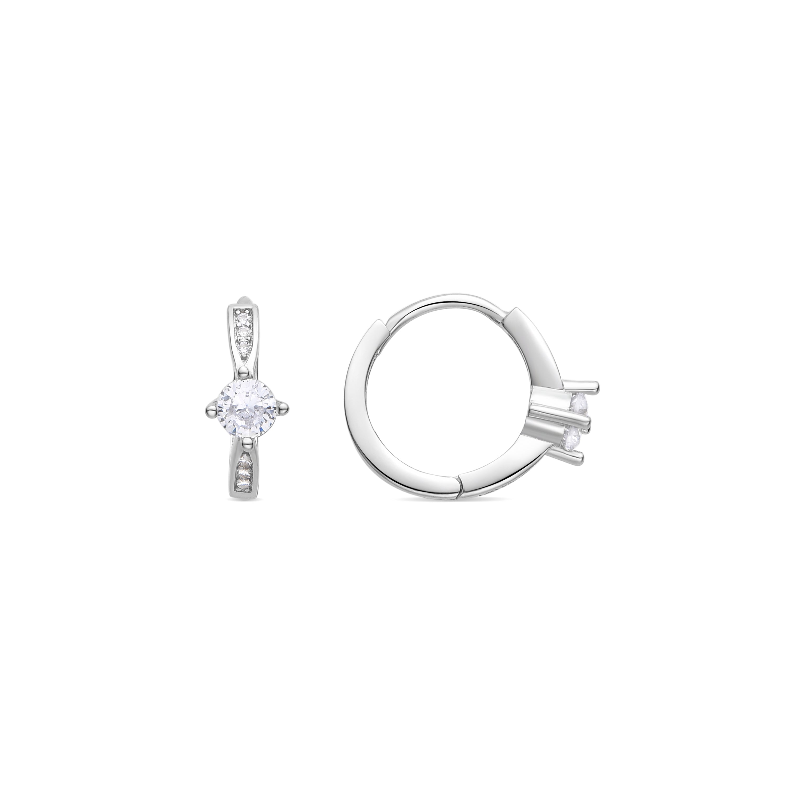 925 Sterling Silver Earrings with Brilliant Zirconia finished in rhodium - Ittu
