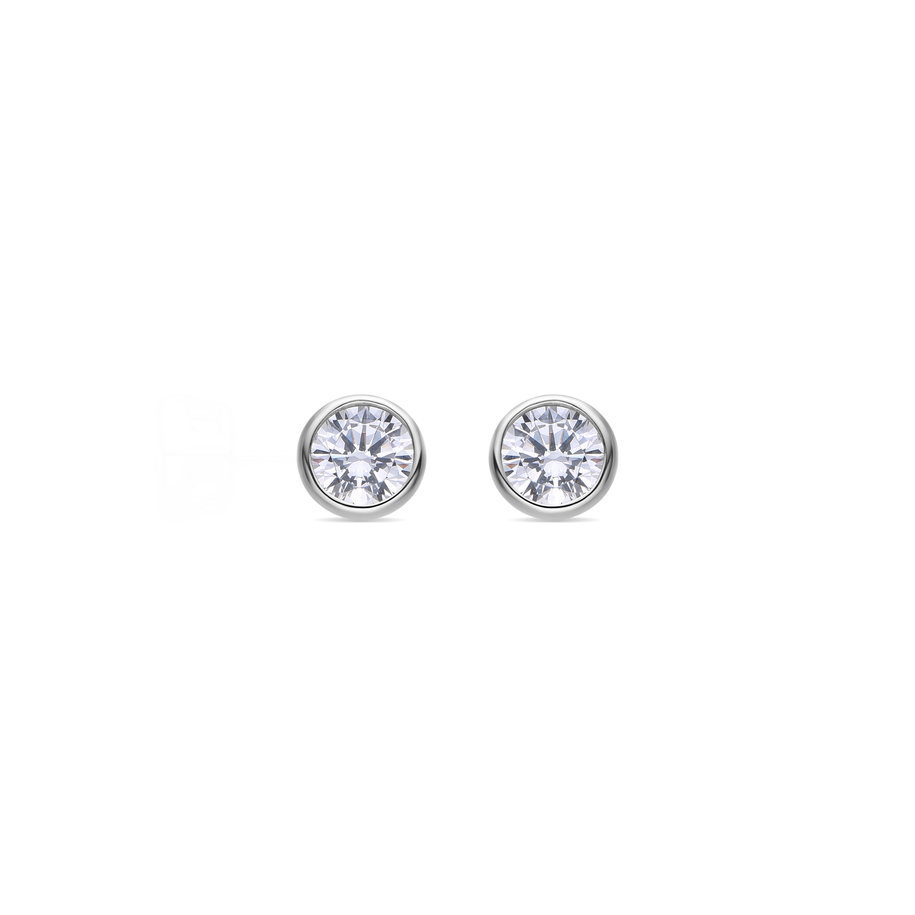 Orecchini in Argento Sterling 925 con Zirconia Brillante finiti in rodio - Redder