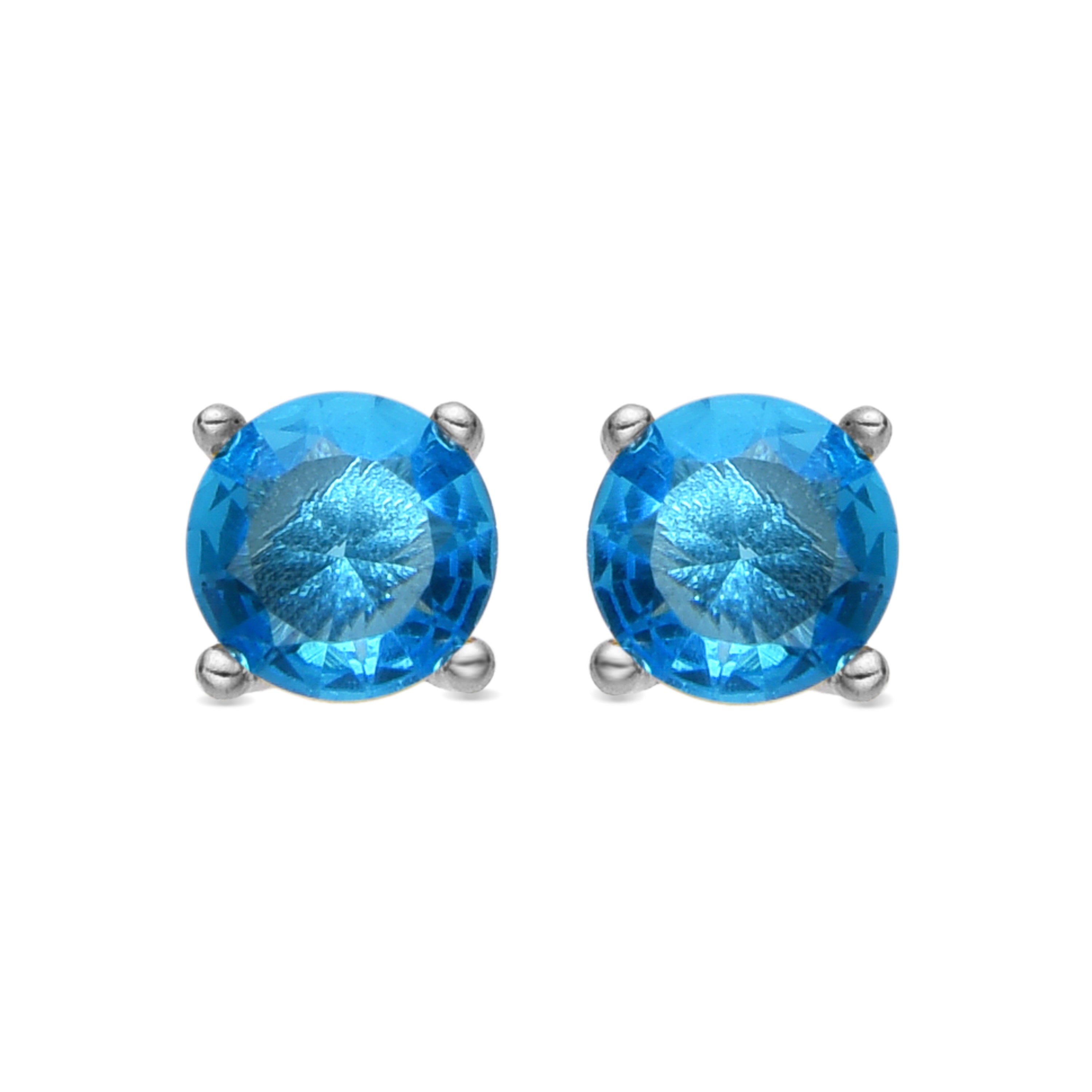 Zilveren 925 Oorbellen met Blauwe Topaas Zirkonia, Rhodium Afwerking - Iona