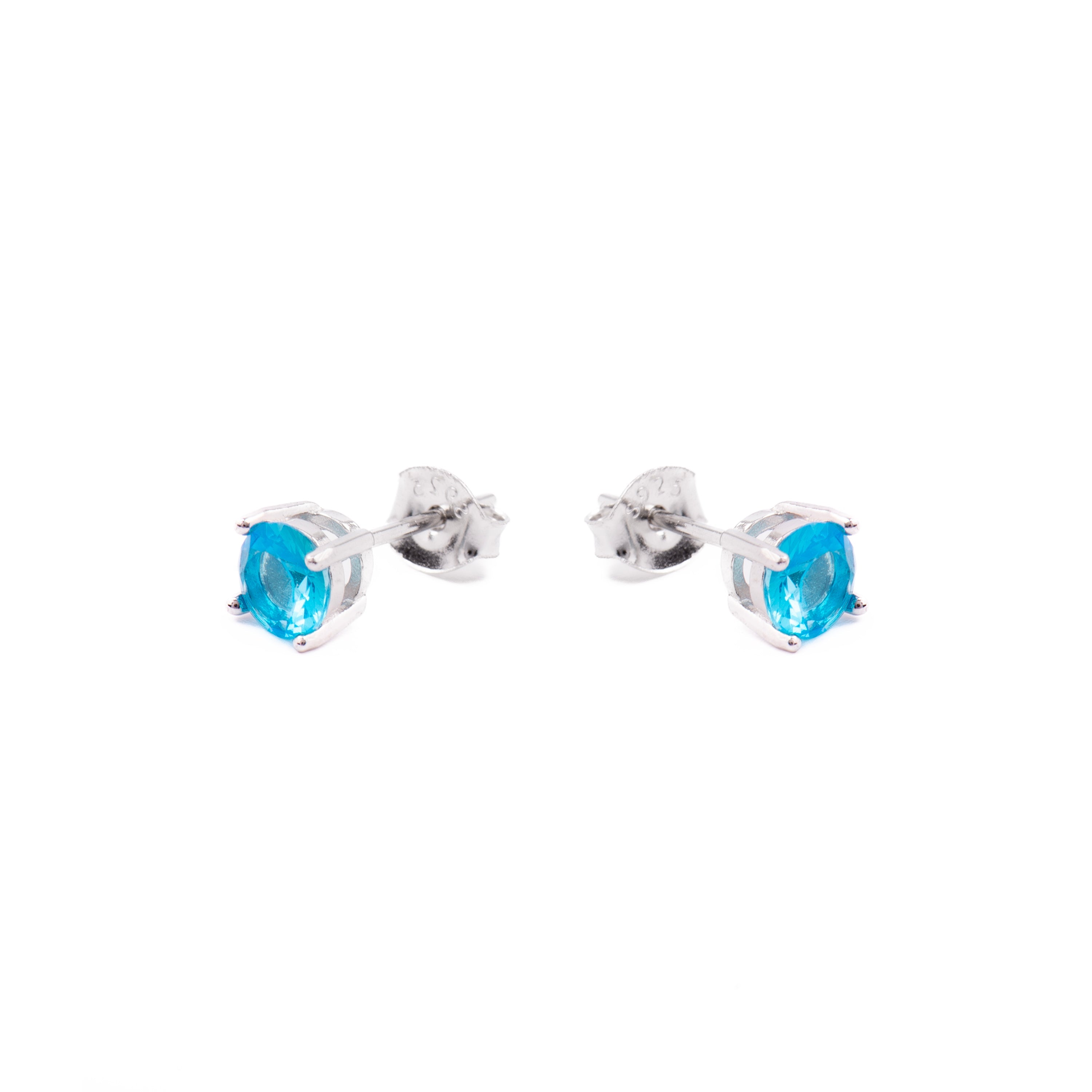 Zilveren 925 Oorbellen met Blauwe Topaas Zirkonia, Rhodium Afwerking - Iona