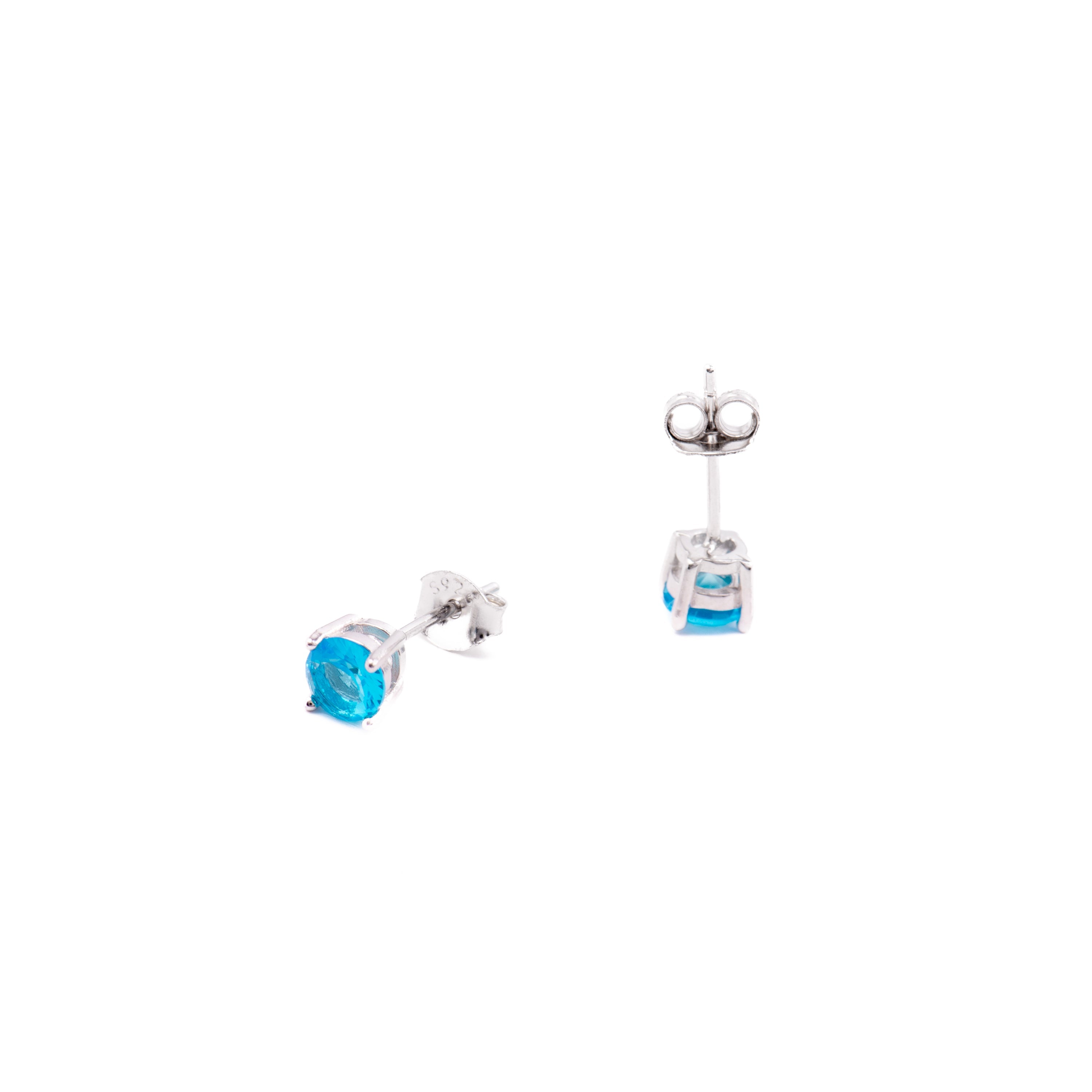 Zilveren 925 Oorbellen met Blauwe Topaas Zirkonia, Rhodium Afwerking - Iona