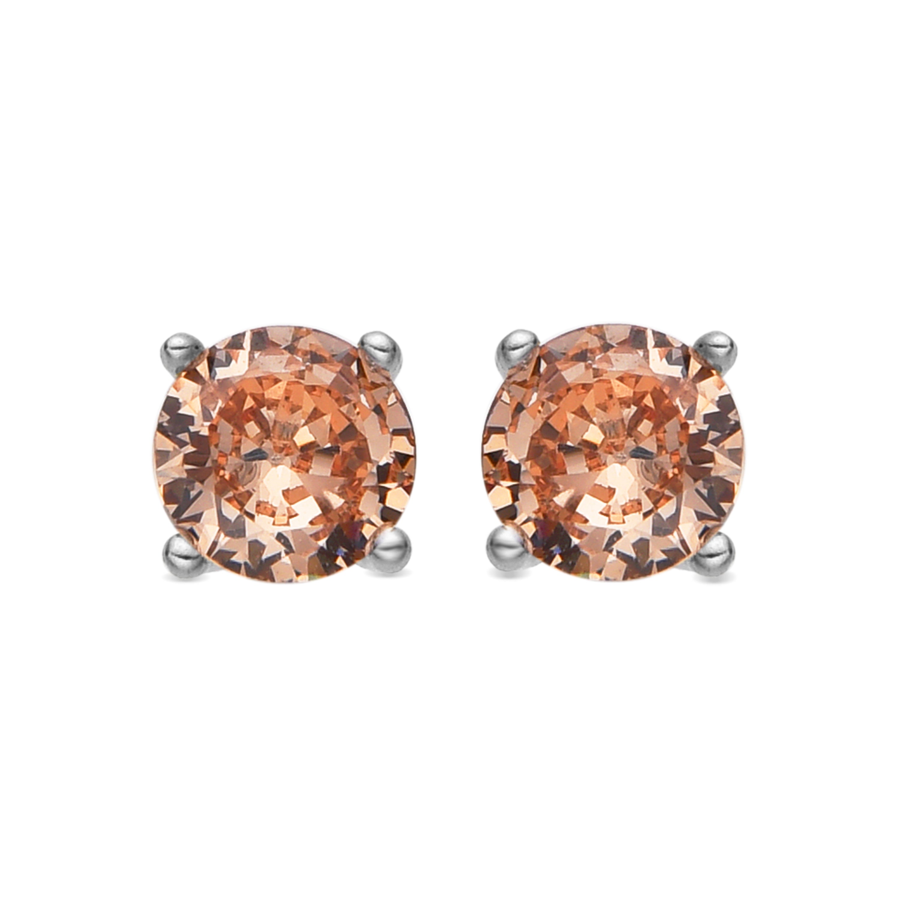 925 Sterling Silver Earrings with Champagne Zirconia Rhodium Finish - Iona
