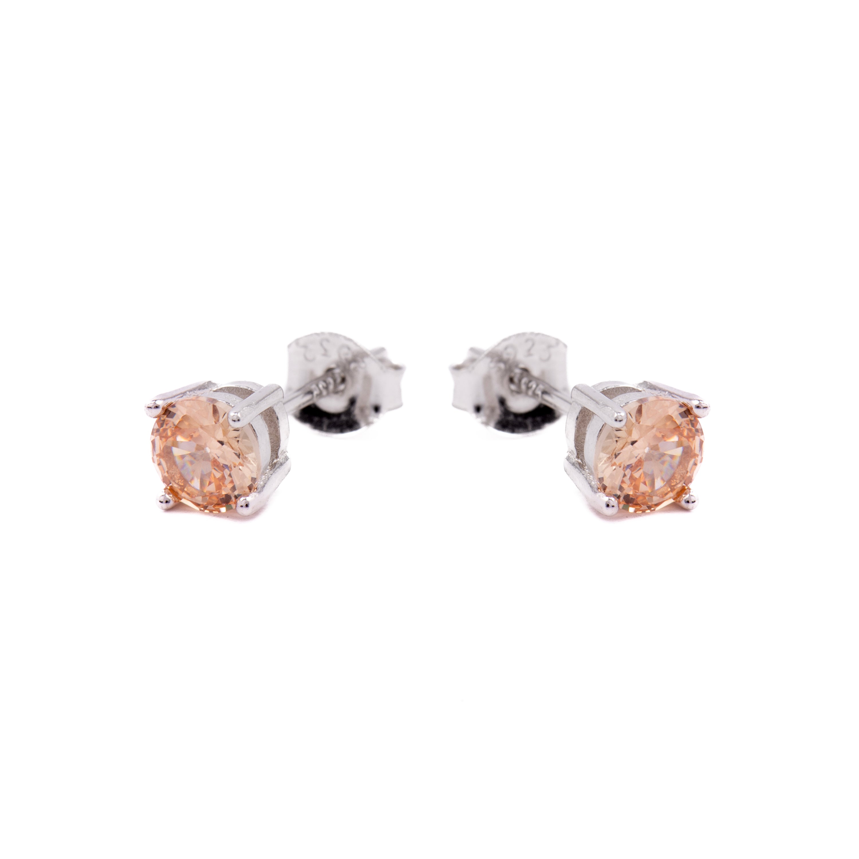 925 Sterling Silver Earrings with Champagne Zirconia Rhodium Finish - Iona
