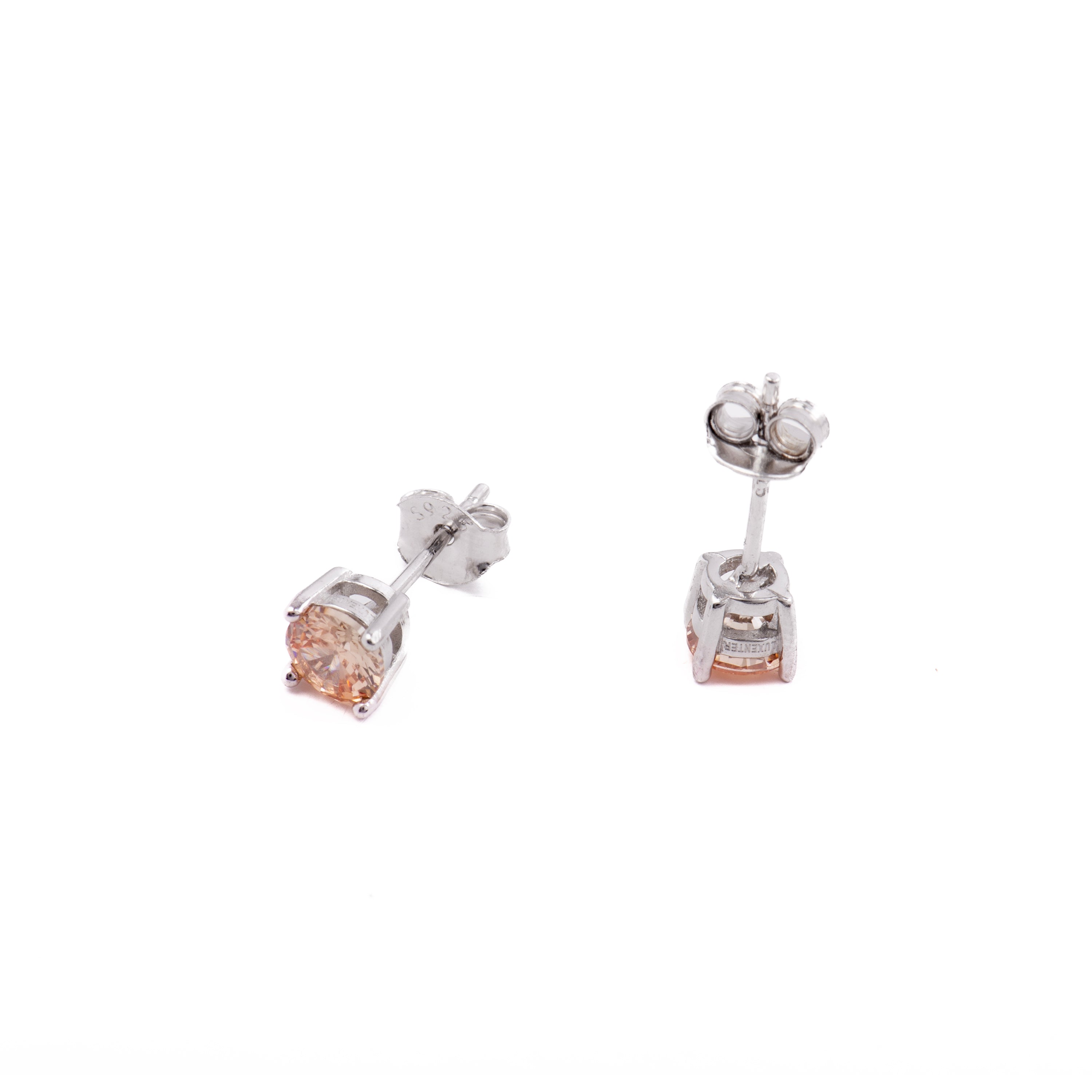 925 Sterling Silver Earrings with Champagne Zirconia Rhodium Finish - Iona