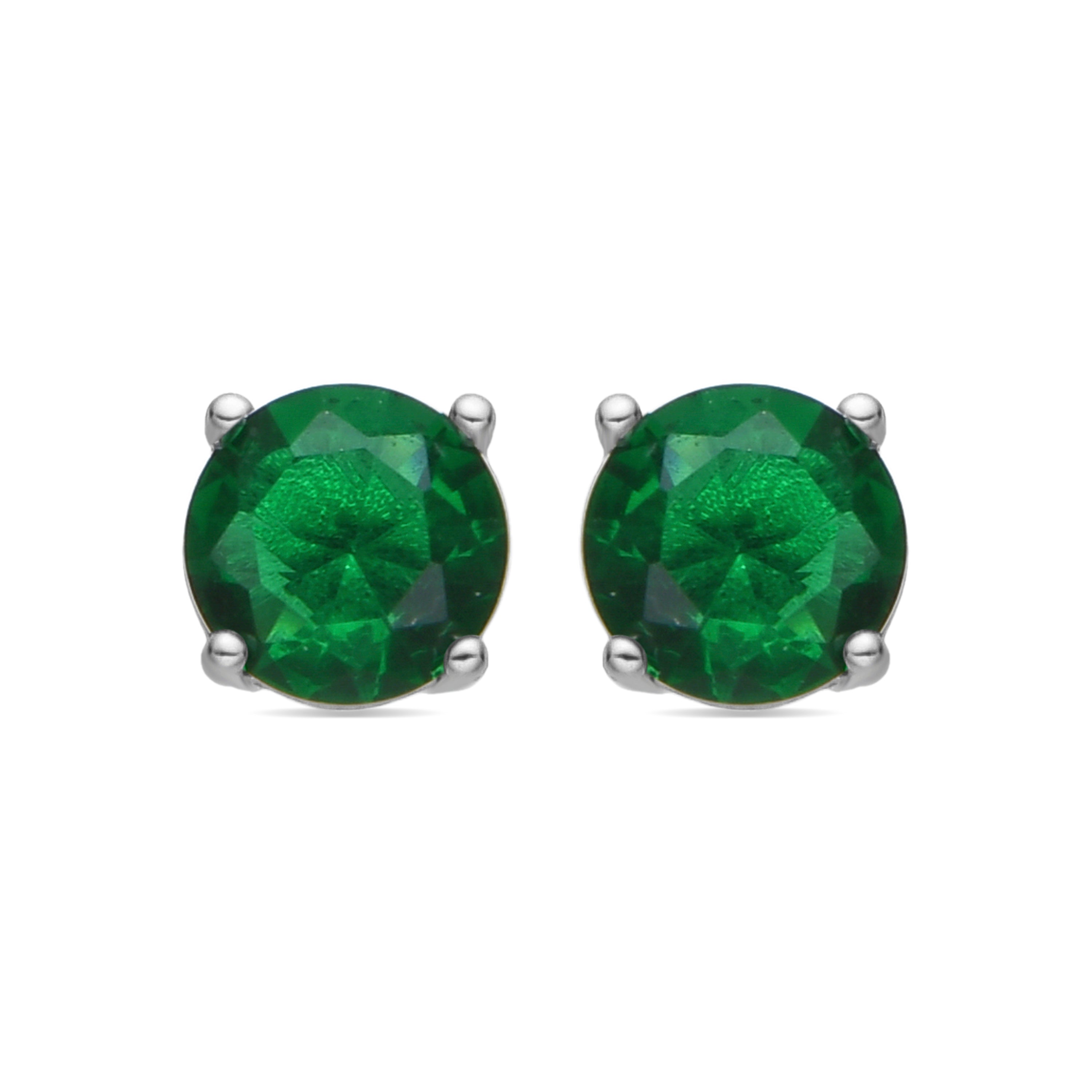 925 Sterling Silver Earrings with Emerald Zirconia Rhodium Finish - Iona