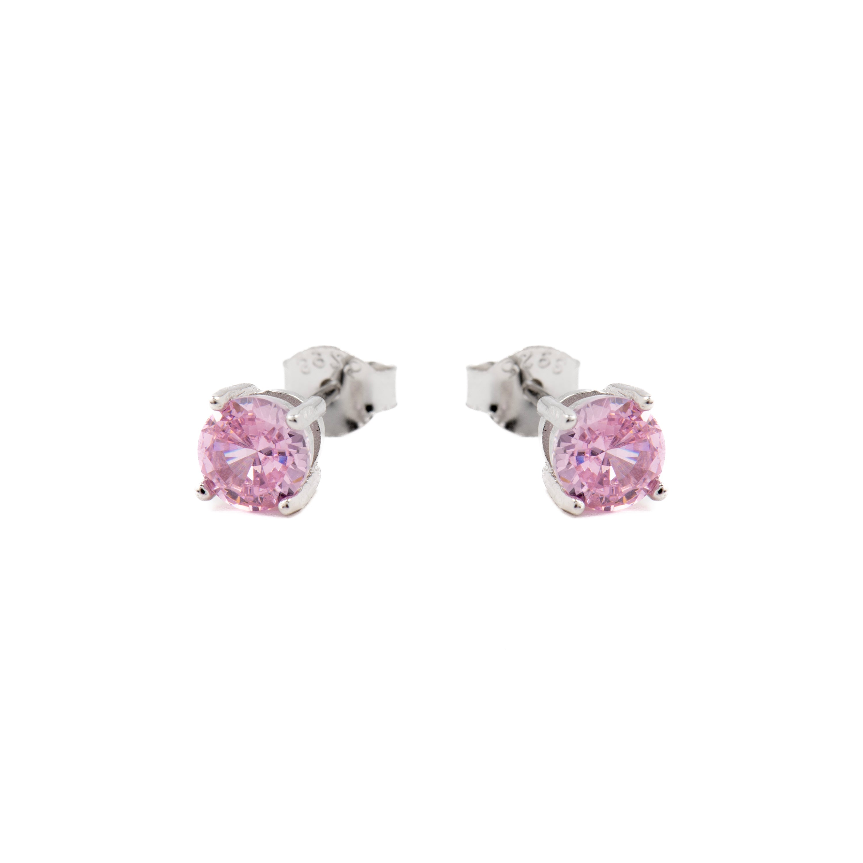 925 Sterling Zilveren Oorbellen met Roze Zirkonia, Rhodium Afwerking - Iona