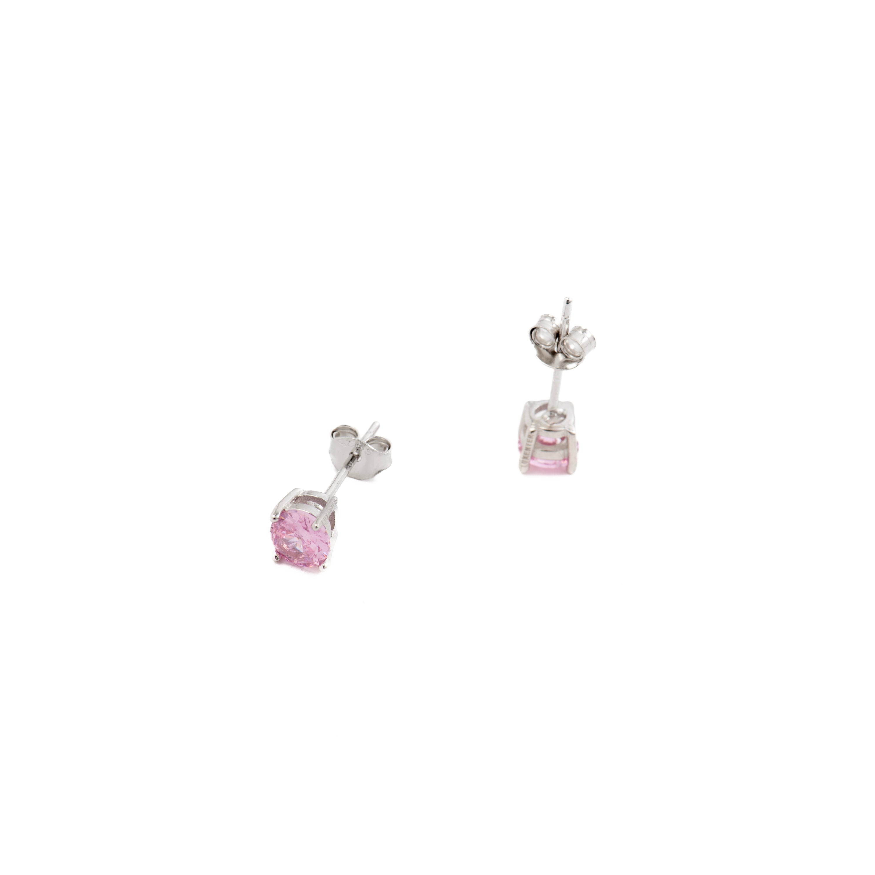 925 Sterling Zilveren Oorbellen met Roze Zirkonia, Rhodium Afwerking - Iona
