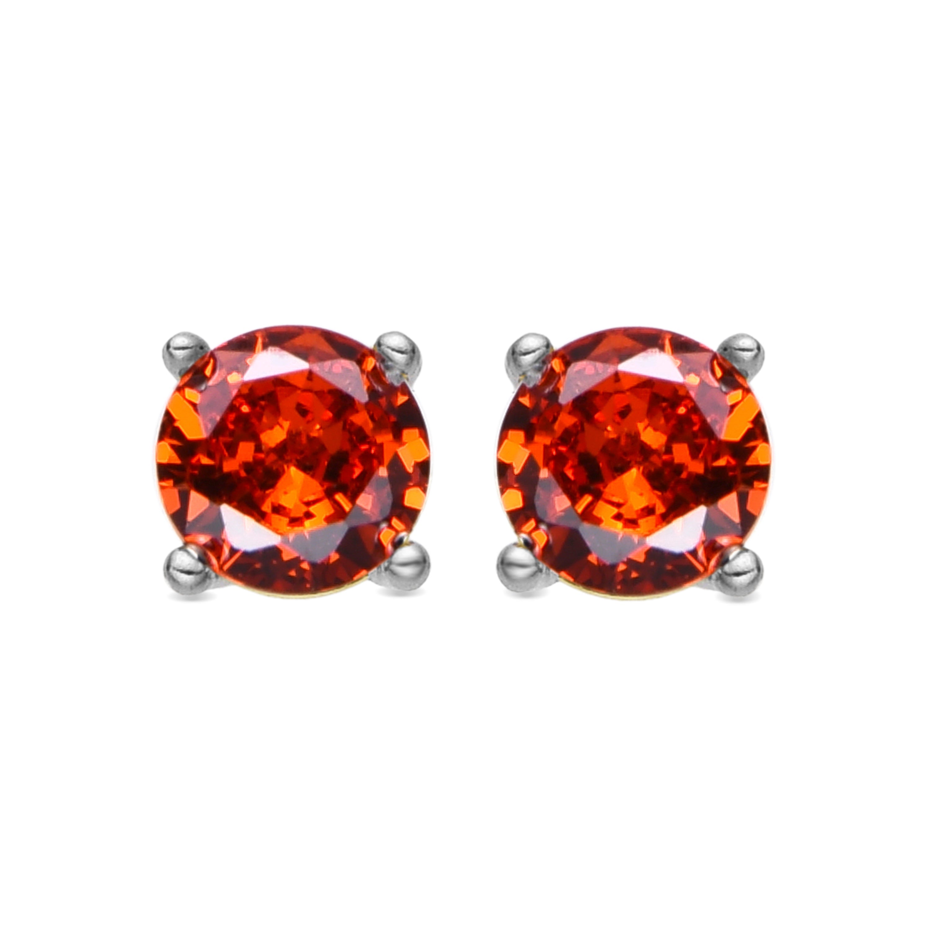 925 Sterling Zilveren Oorbellen met Oranje Zirkonia, Rhodium Afwerking - Iona