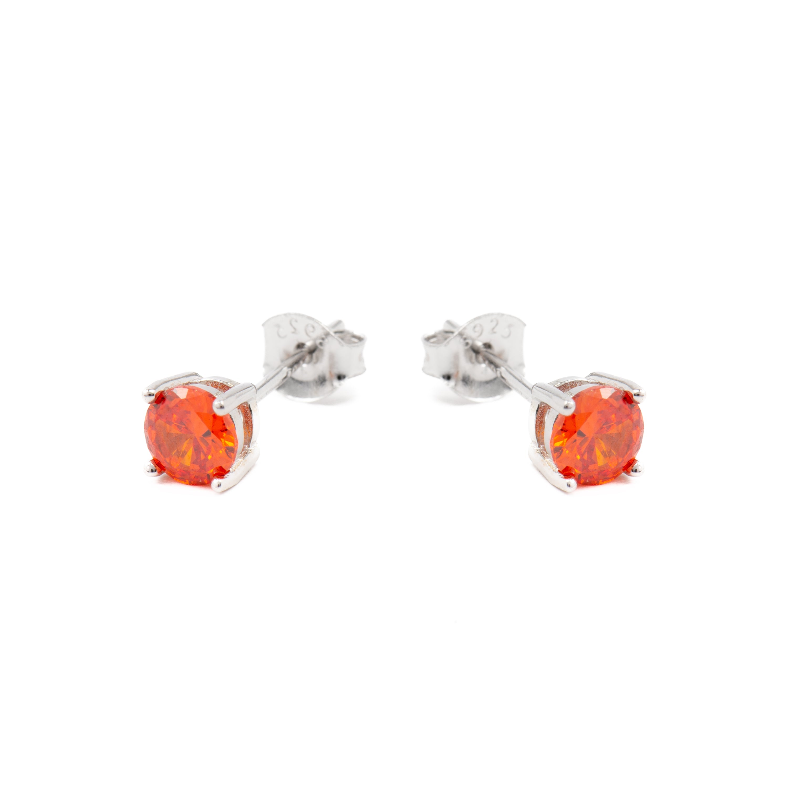 925 Sterling Zilveren Oorbellen met Oranje Zirkonia, Rhodium Afwerking - Iona