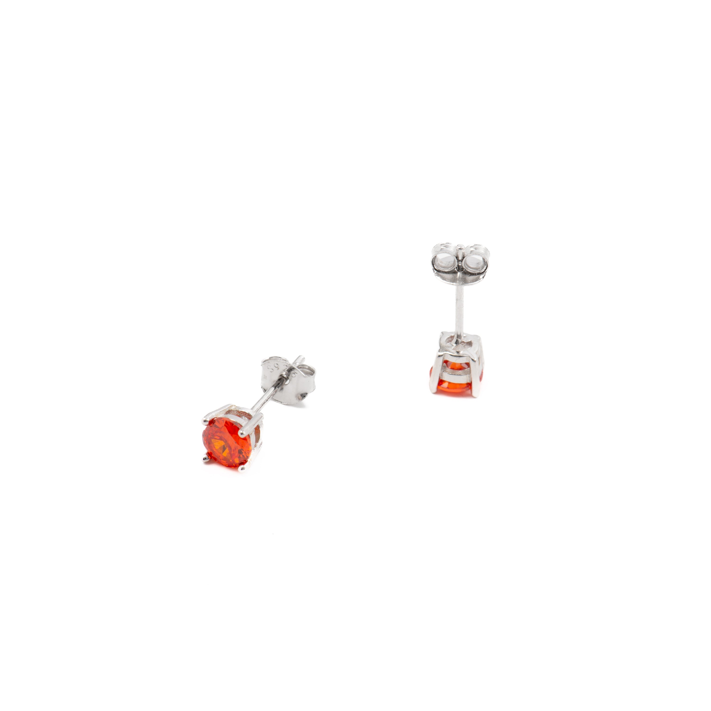 925 Sterling Zilveren Oorbellen met Oranje Zirkonia, Rhodium Afwerking - Iona
