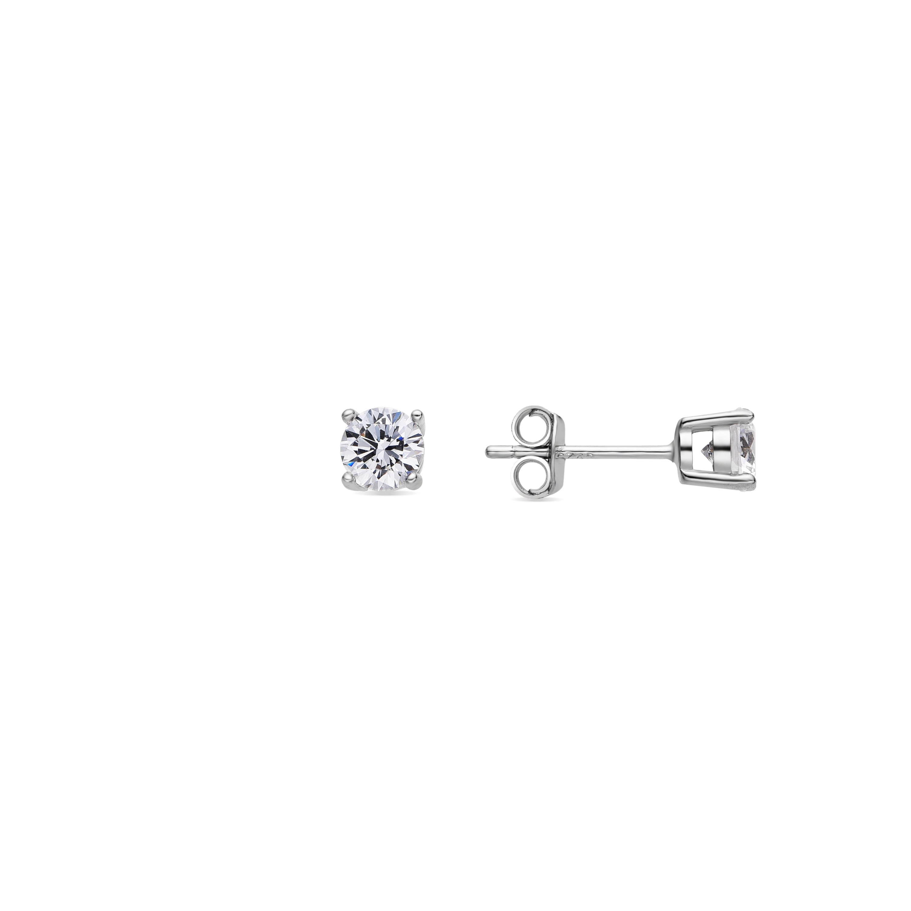 925er Sterlingsilber Ohrringe mit glänzendem Zirkonia Rhodium-Finish - Kyoro