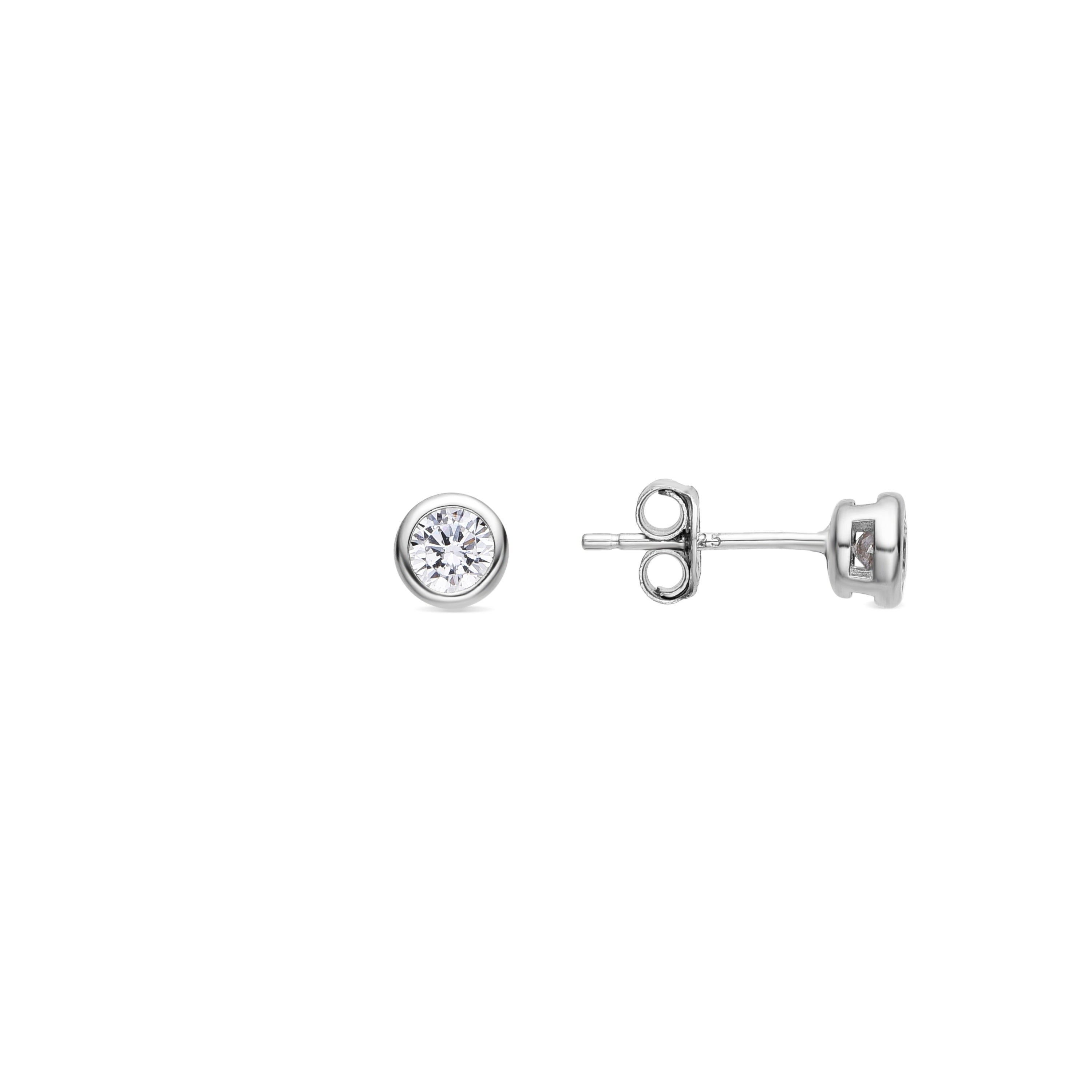 Pendientes de Plata de Ley 925 con Circonita Brillante acabado Rodio - Basili