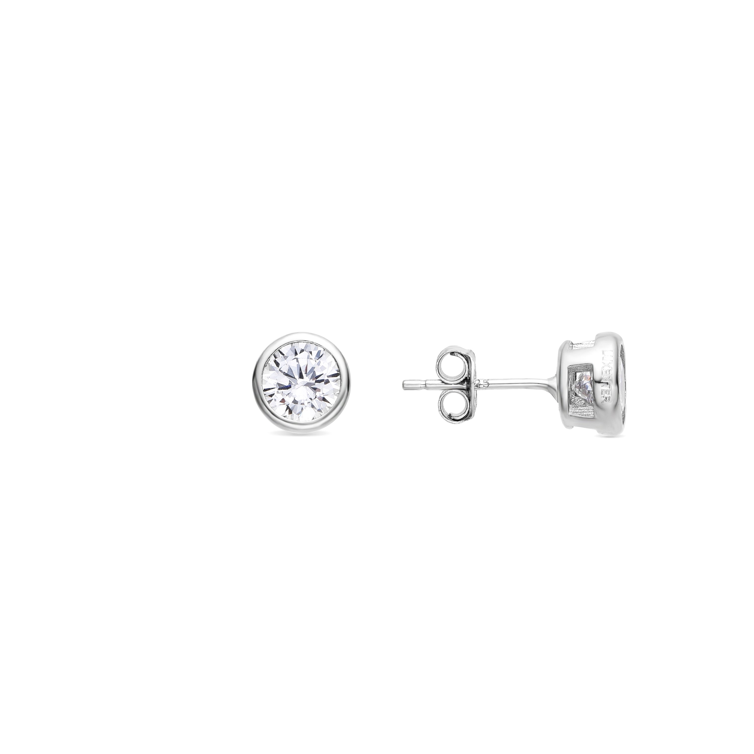 Orecchini in Argento Sterling 925 con Zirconia Cubica brillante finitura Rodio - Basili