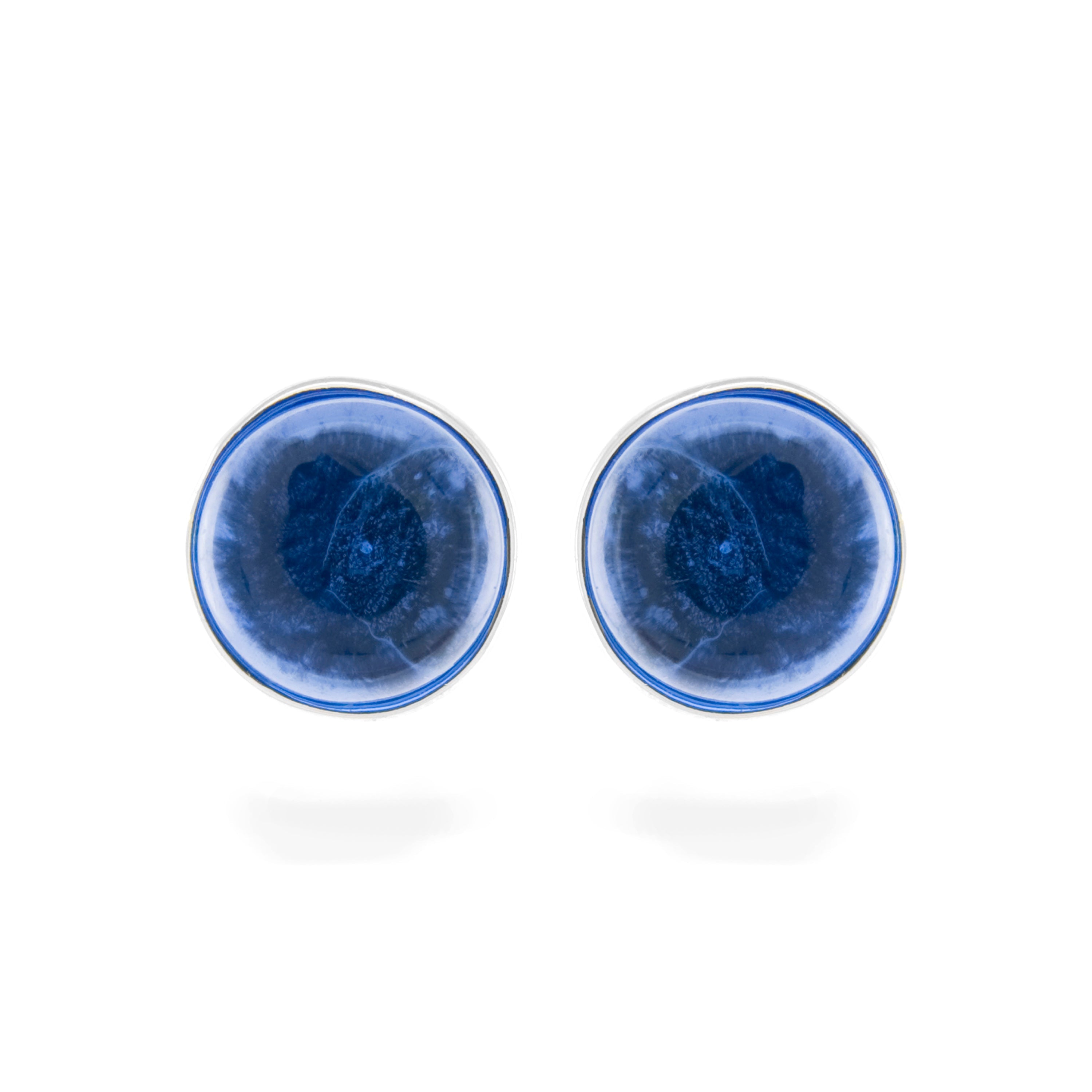 Pendientes de Plata de Ley 925 con Cuarzo Hidrotermal Lapislazuli acabados en rodio - Essential