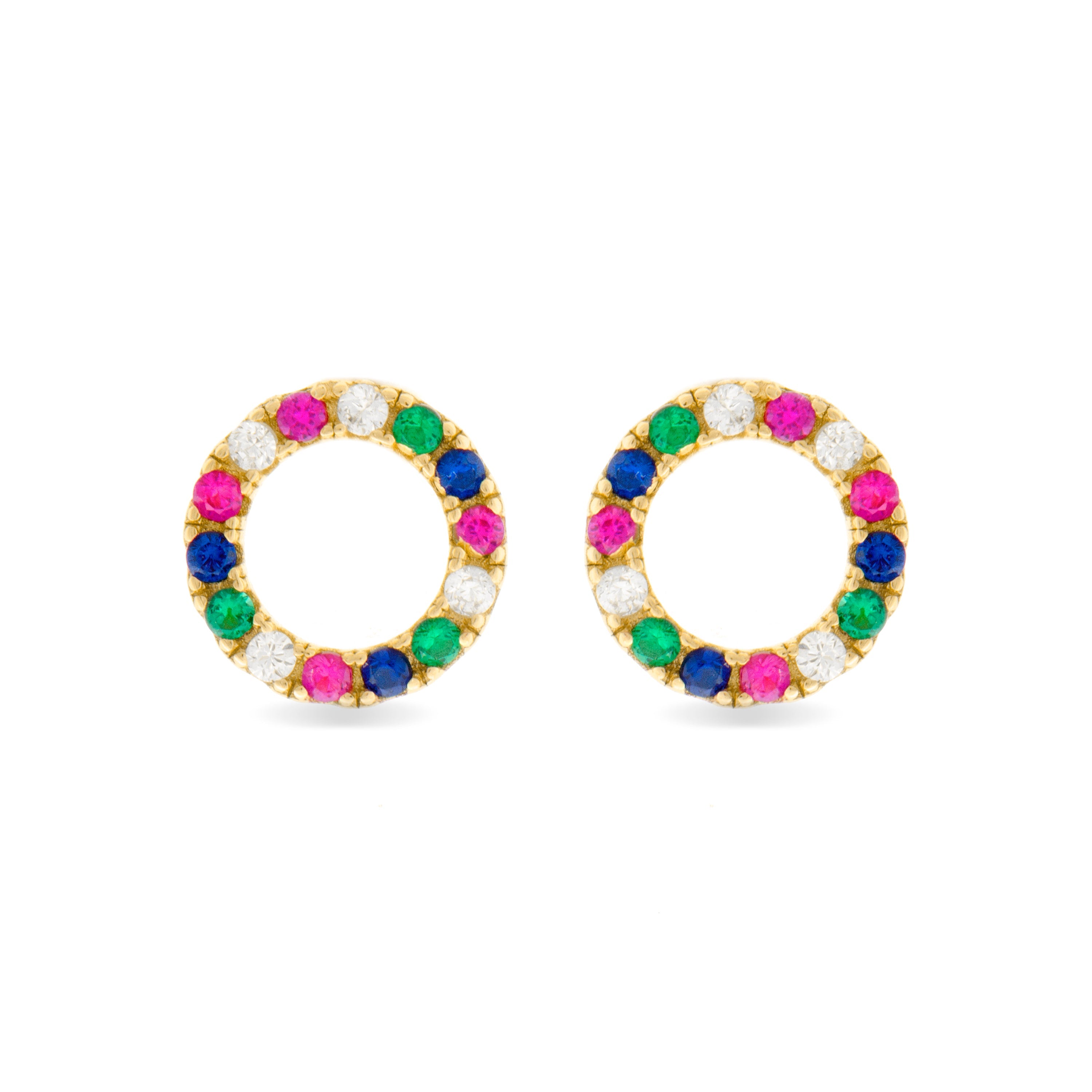 Orecchini in Argento Sterling 925 con Zirconia Multicolore finiti in oro giallo 18K - Machi