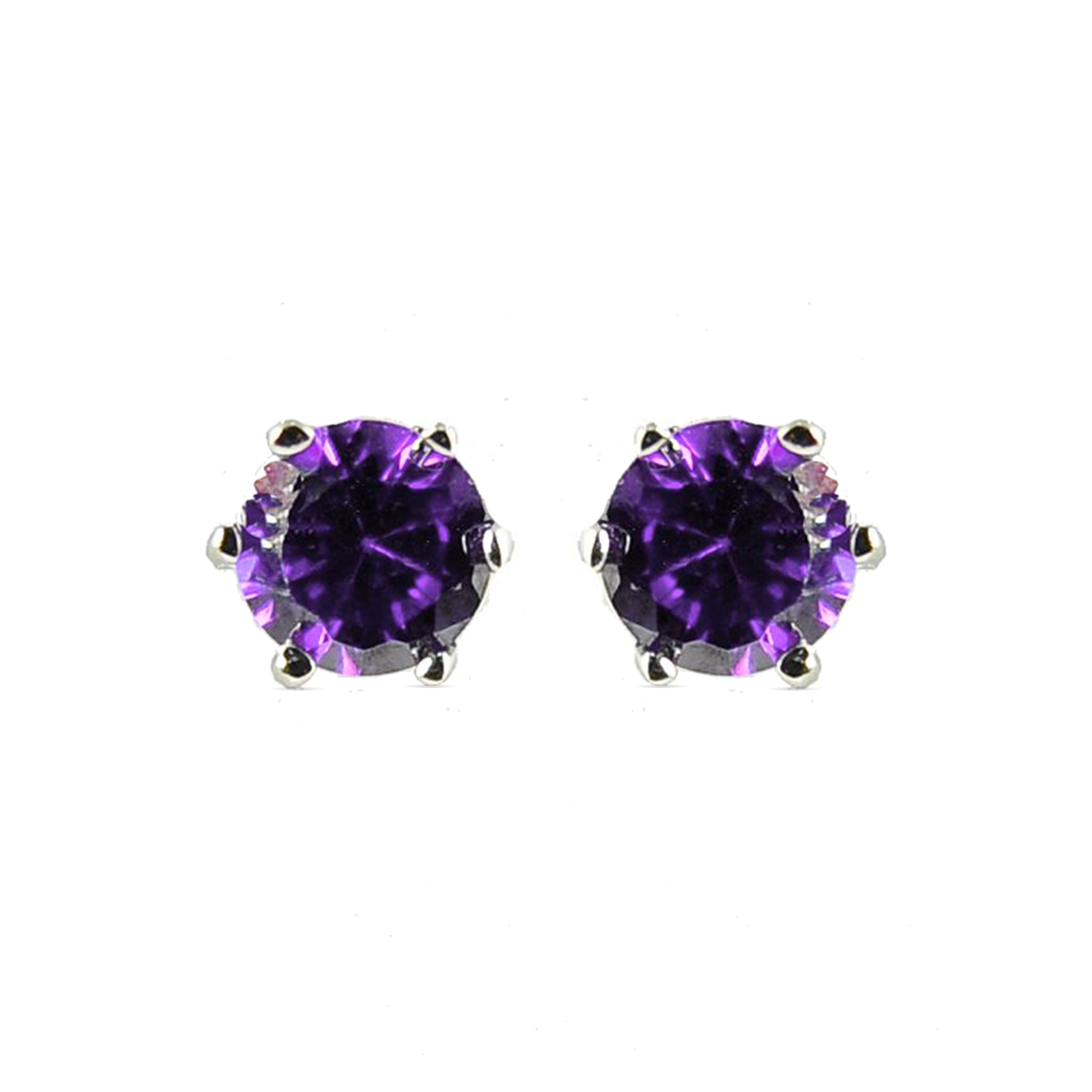 925er Sterlingsilber Ohrringe mit Amethyst-Zirkonia, rhodiniert - Yedia
