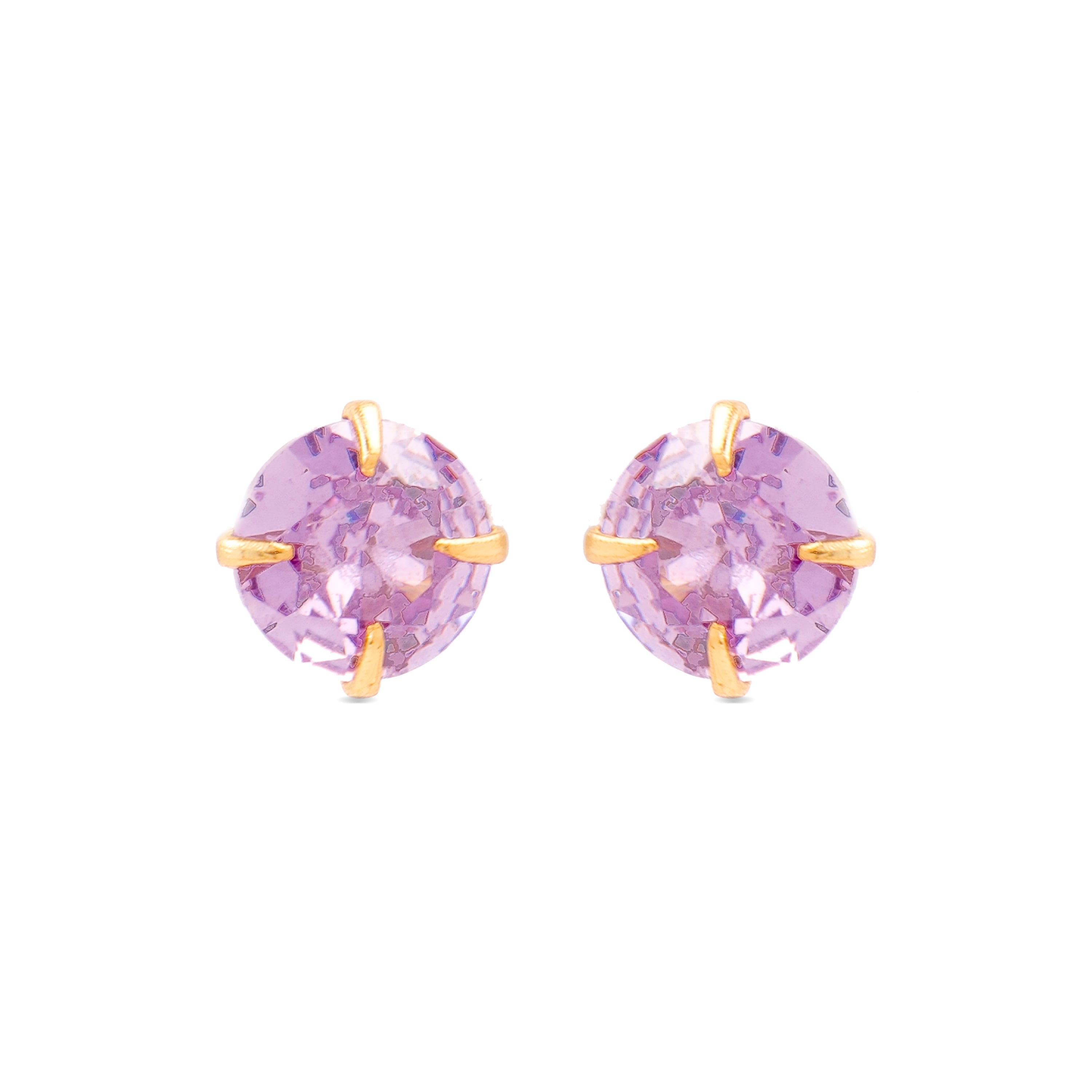 Boucles d'oreilles en argent sterling 925 avec zircon améthyste finies en or jaune 18K - Otieno