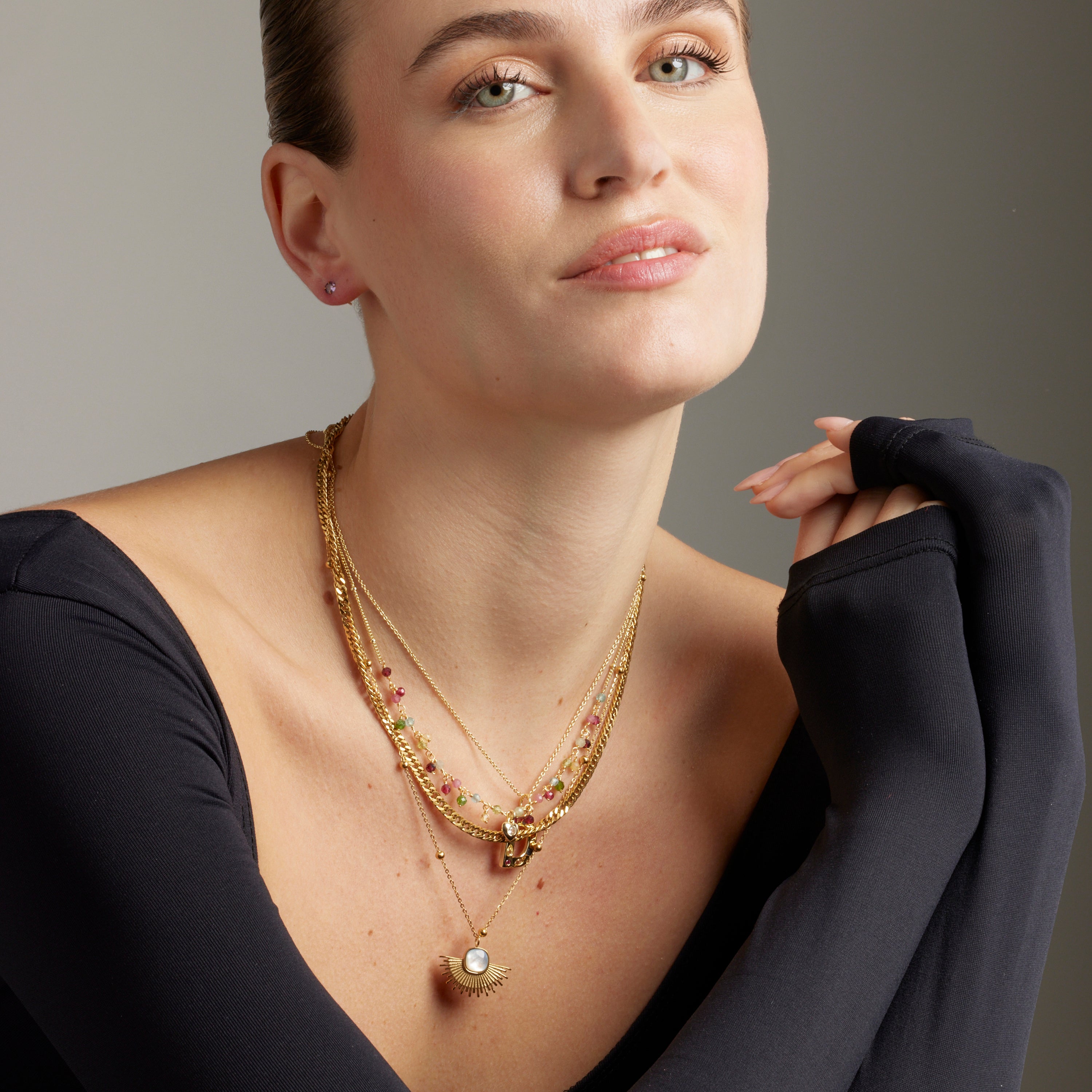 Boucles d'oreilles en argent sterling 925 avec zircon améthyste finies en or jaune 18K - Otieno